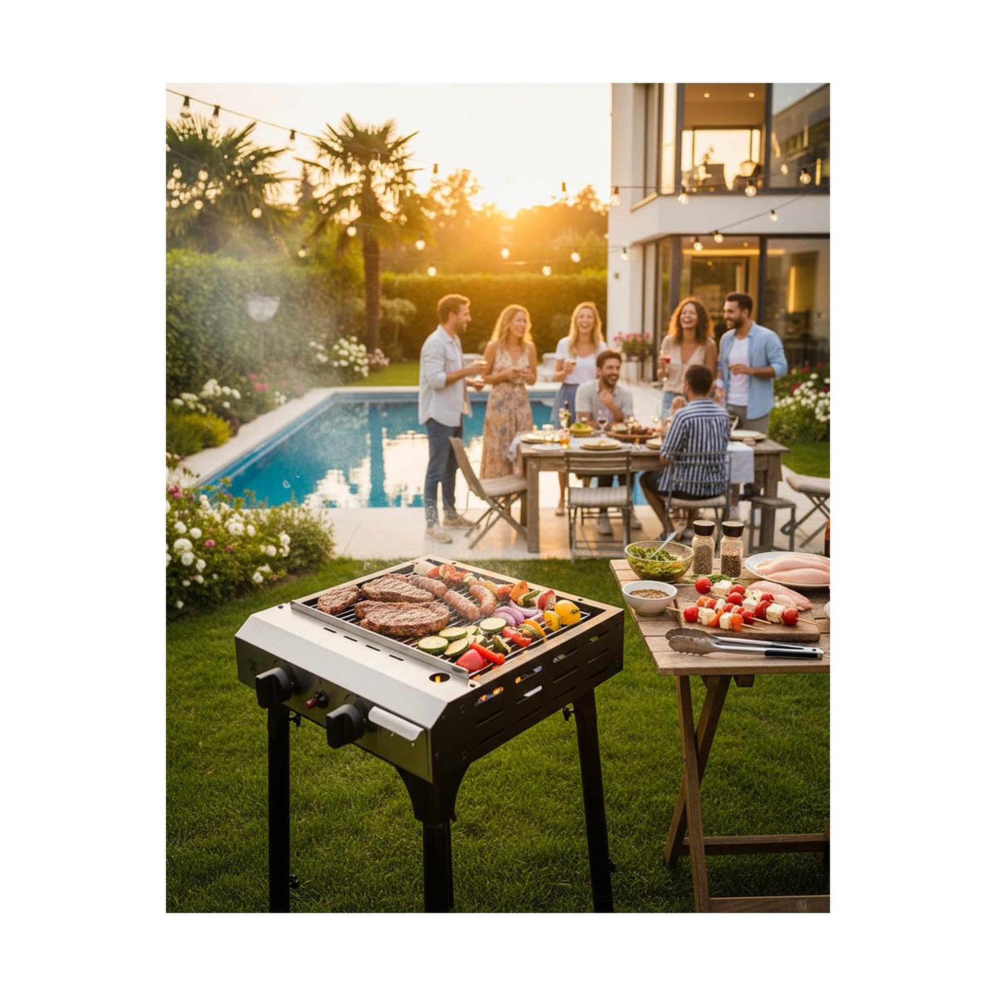 Voir la diapositive 6 : INTEC Plancha à gaz 4800w modulable 3 hauteurs 2 bruleurs allumage piezo - plaque de cuisson céramique 42x36cm intec