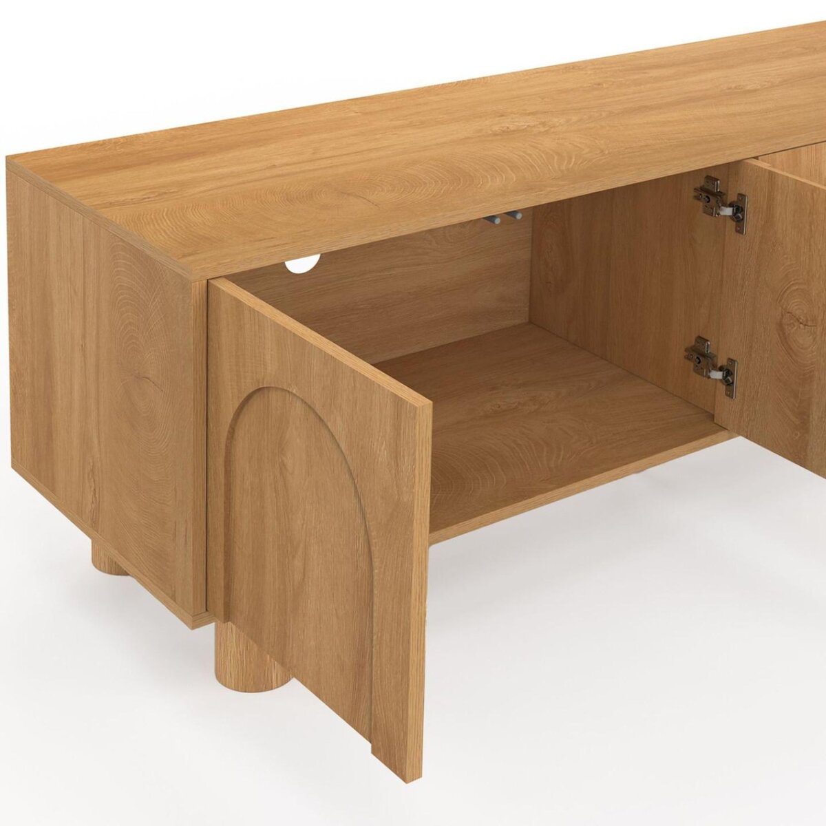 ID MARKET Meuble TV 140 cm ARCHIE 4 portes design arche effet bois