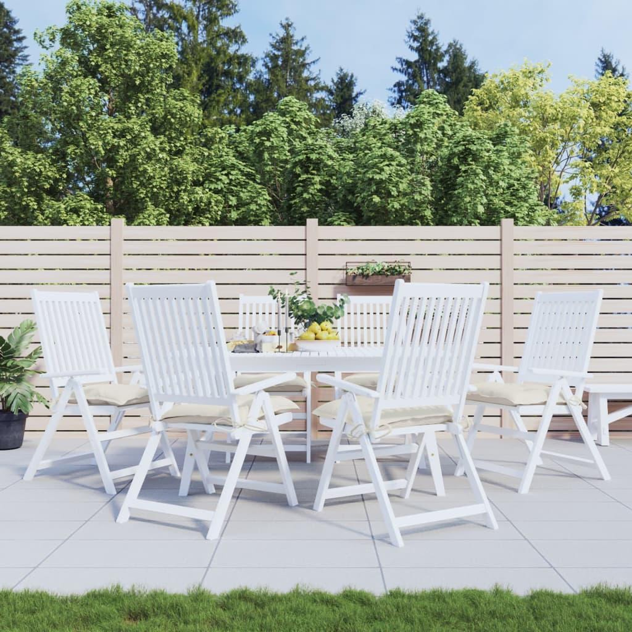 VIDAXL Coussins de chaise lot de 6 blanc creme 50x50x7 cm tissu oxford