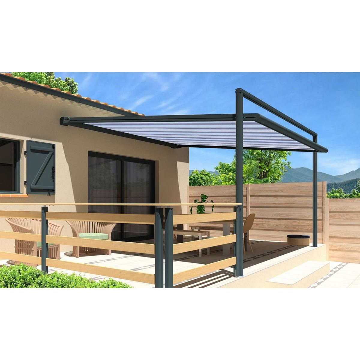 SUNSTYL Pergola gris anthracite motorisée 3x3x2,5m MELODIE