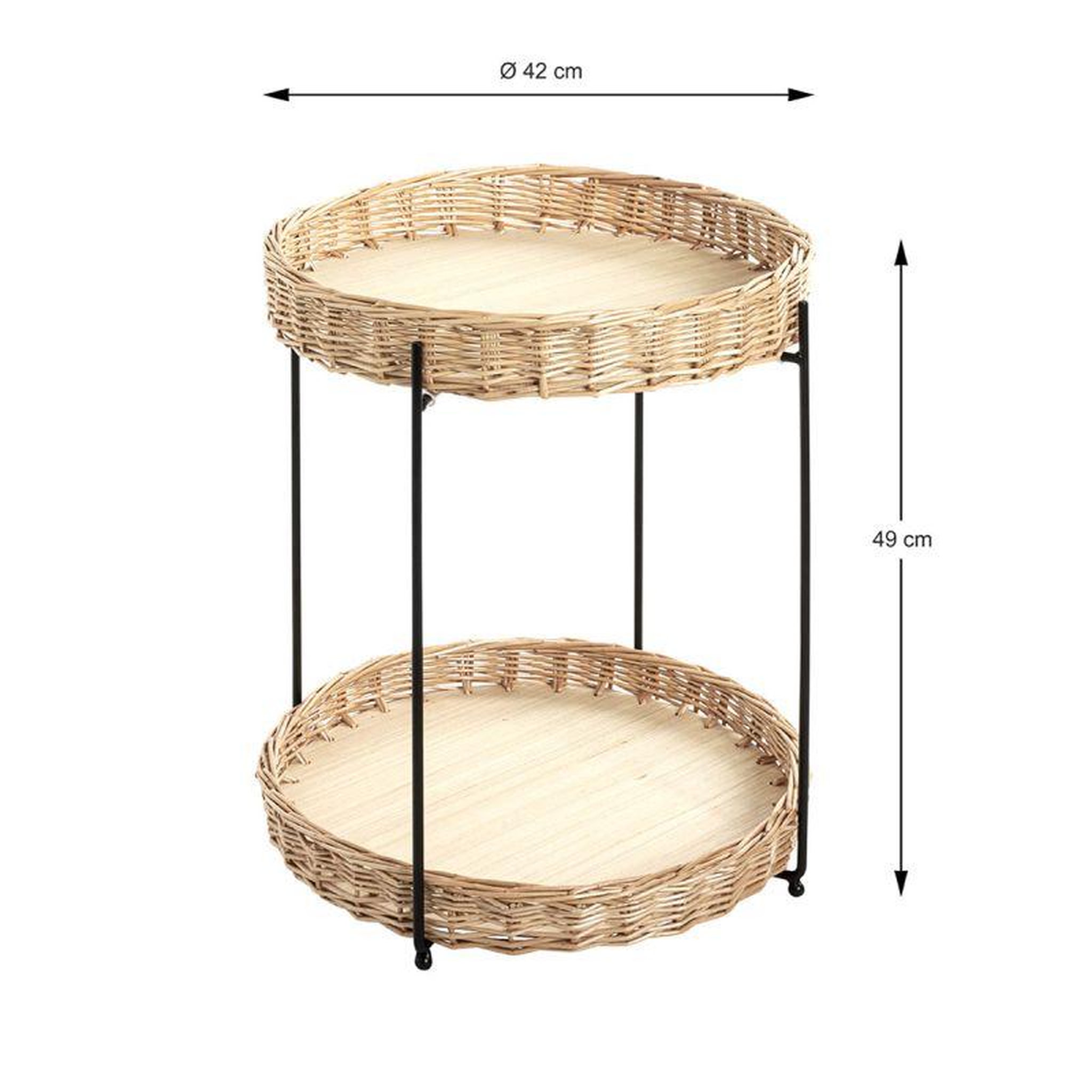 Voir la diapositive 4 : Paris Prix Table d'Appoint Osier  Irène  49cm Naturel & Noir