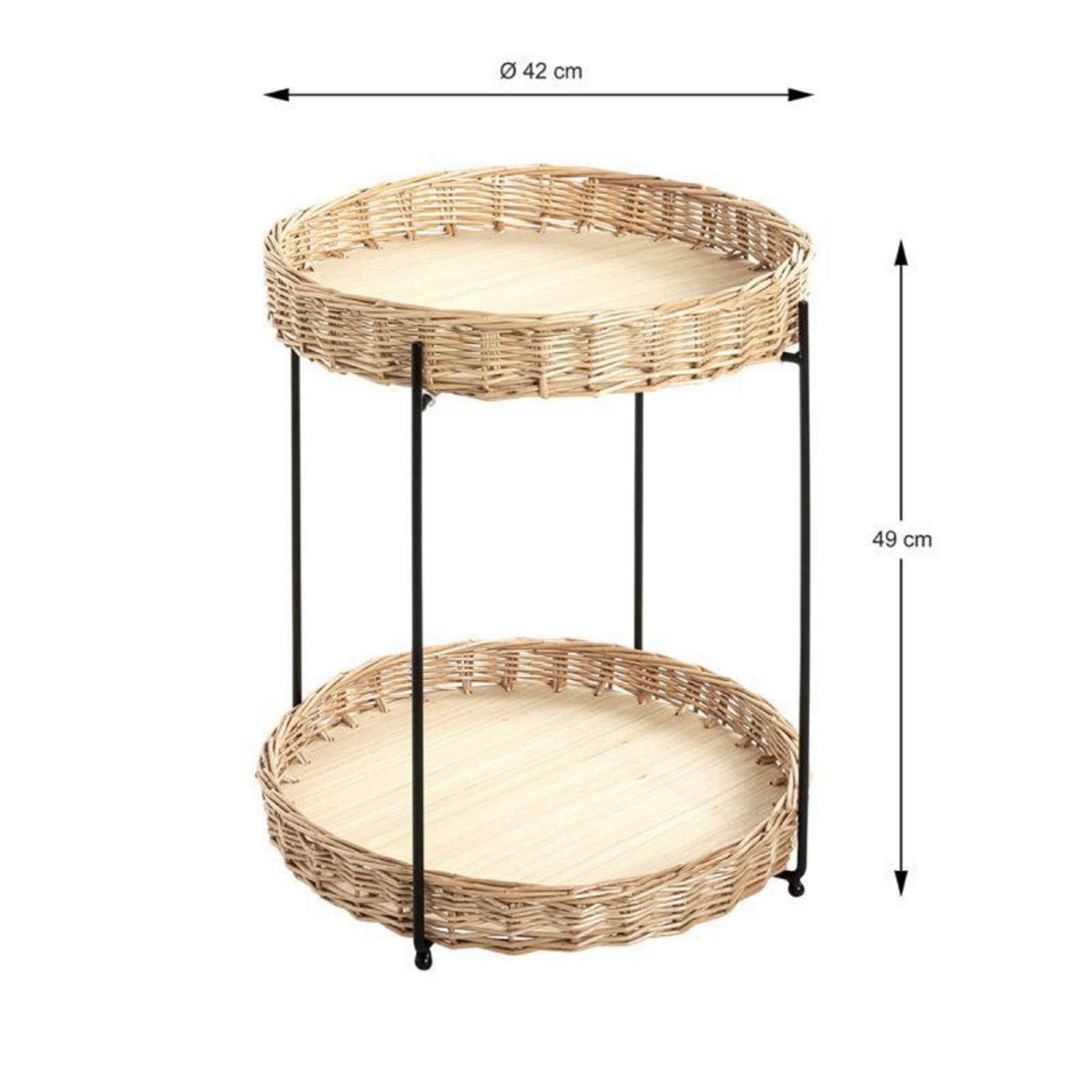 Paris Prix Table d'Appoint Osier  Irène  49cm Naturel & Noir