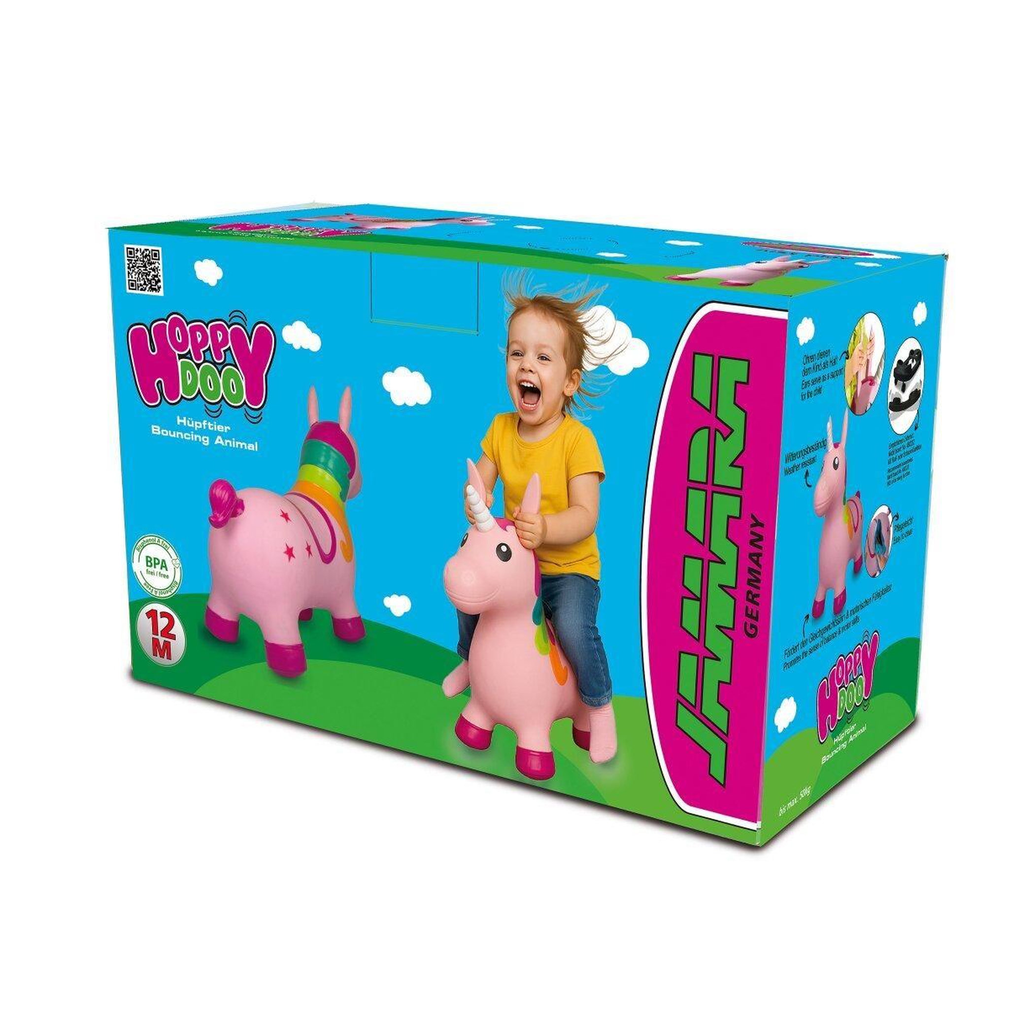 Voir la diapositive 4 : Jamara Animal rebondissante licorne hoppydoo multicolore avec pompe
