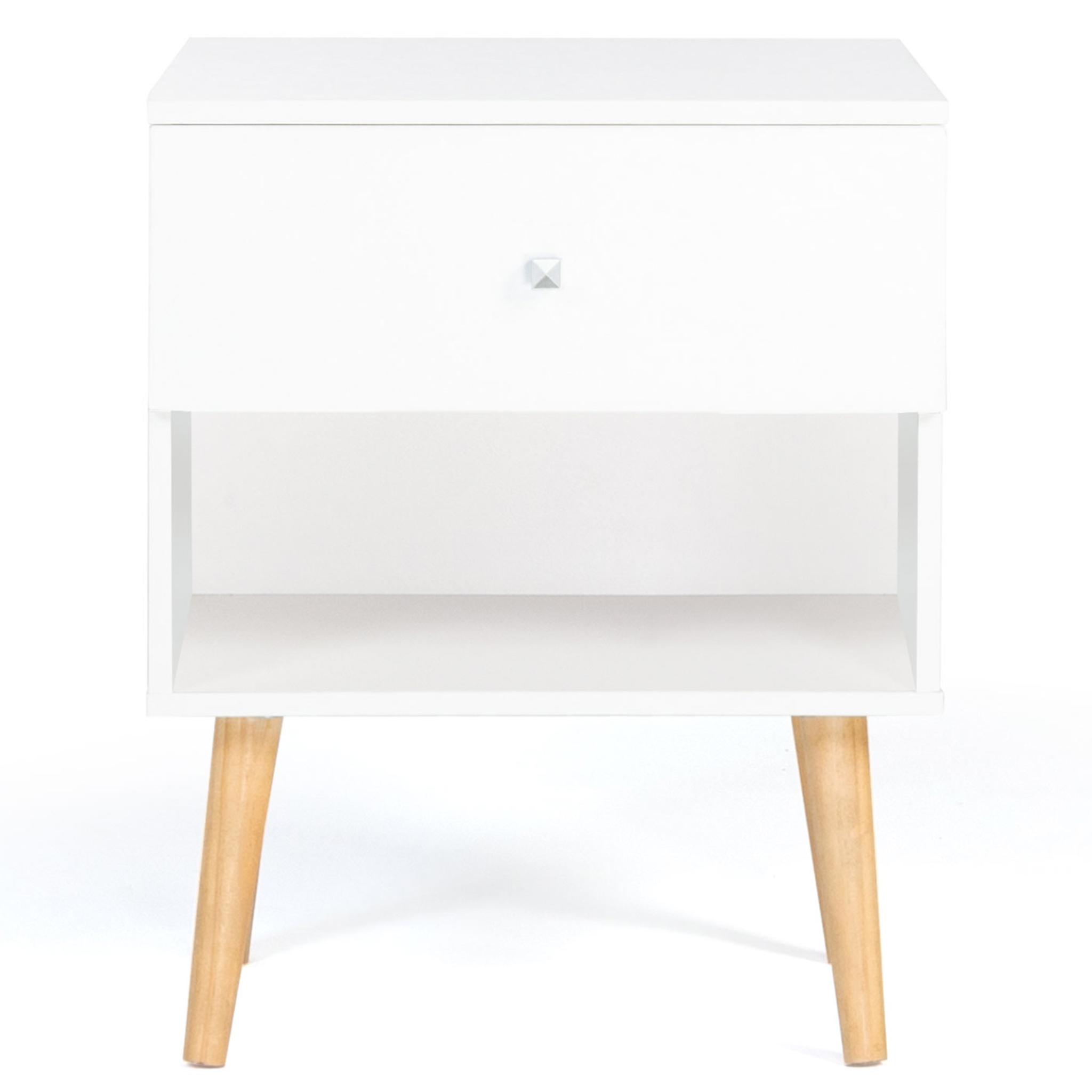 Voir la diapositive 3 : ID MARKET Lot de 2 tables de chevet emmie scandinaves 1 tiroir avec niche blanc