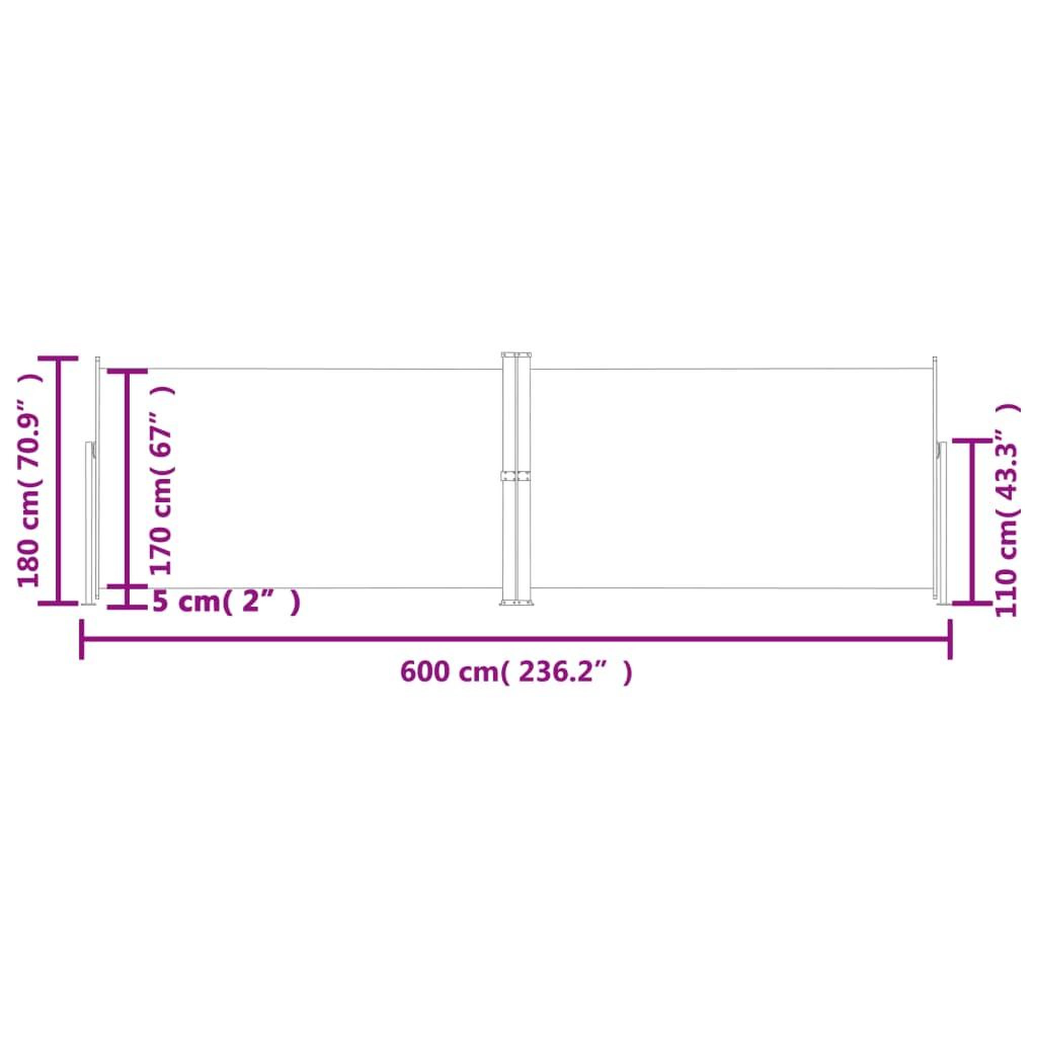 Voir la diapositive 6 : VIDAXL Auvent lateral retractable Anthracite 180x600 cm
