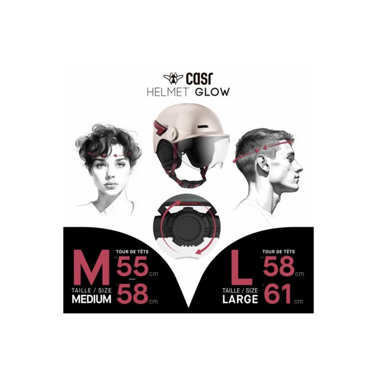 CASR Casque Led Glow rose taille L