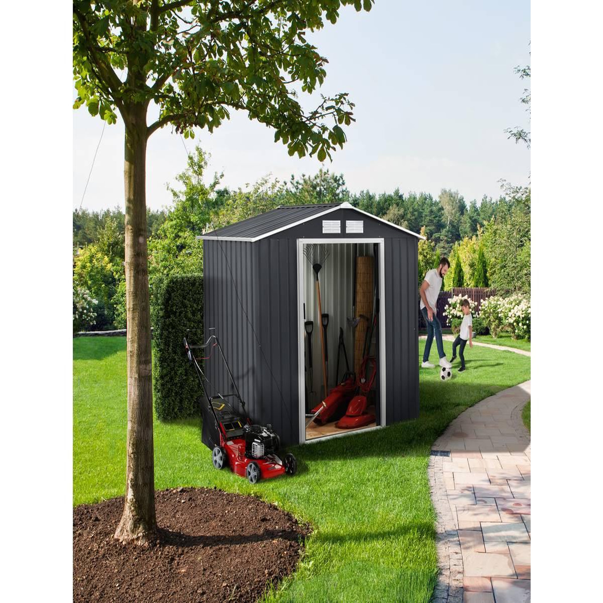 Voir la diapositive 2 : Habitat et Jardin Abri de jardin métal  vegas  - 2,7 m² - gris