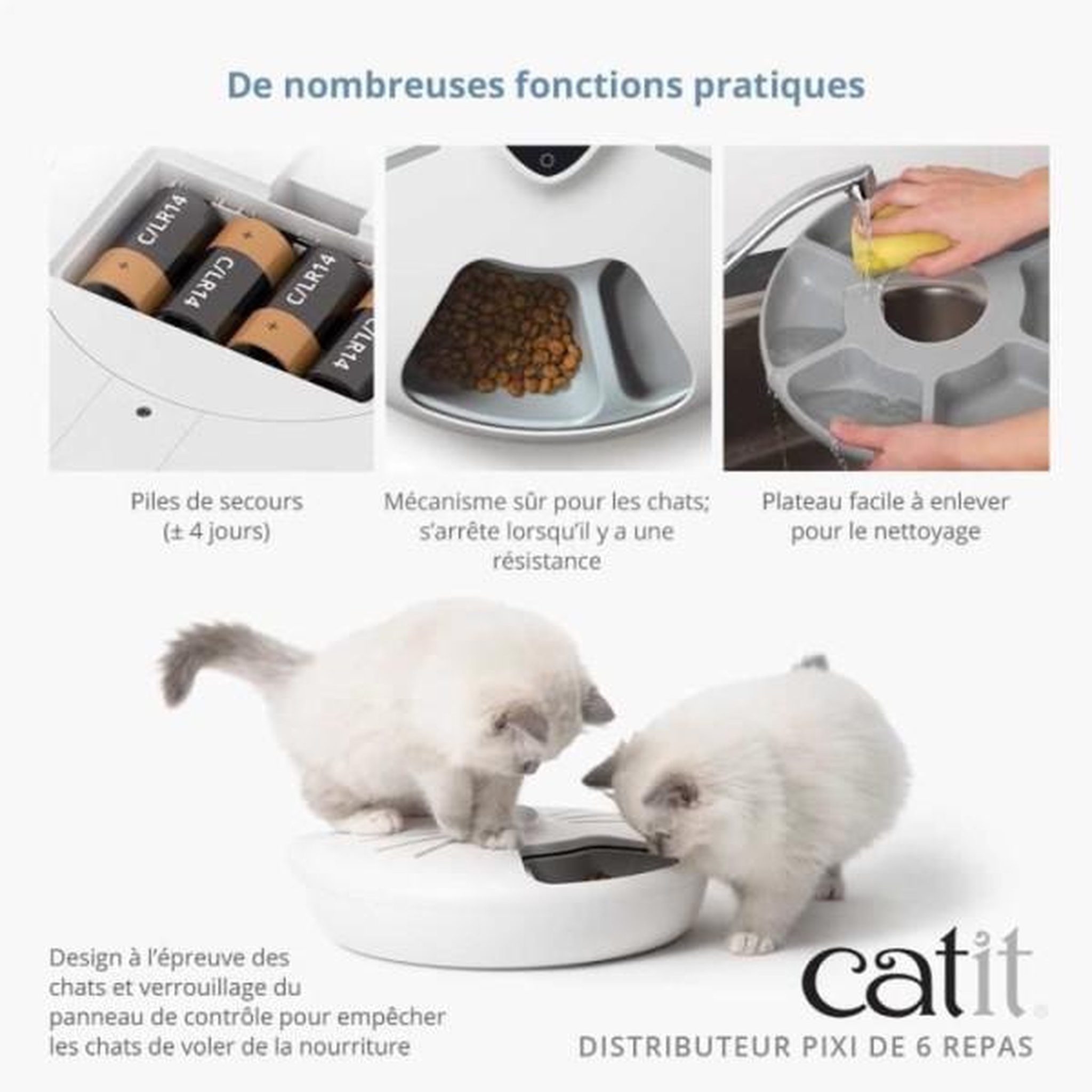Voir la diapositive 5 : MARKET24 Distributeur de repas pour chat connecté - CATIT - PIXI SMART - 6 x 170ml - Ecran tactile LCD - Avec Blocs réfrigérants