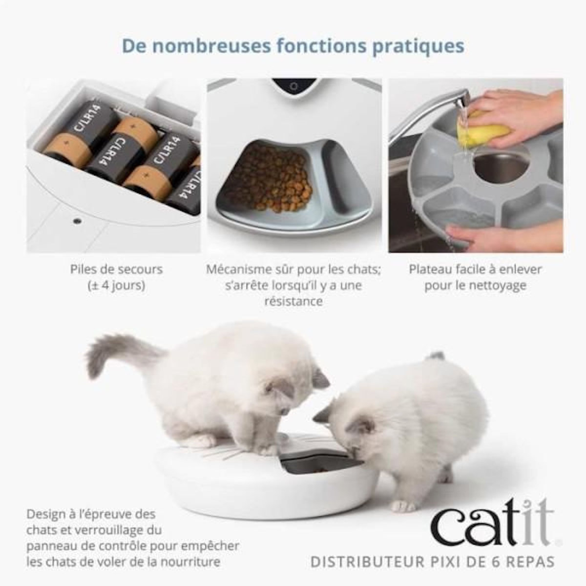 MARKET24 Distributeur de repas pour chat connecté - CATIT - PIXI SMART - 6 x 170ml - Ecran tactile LCD - Avec Blocs réfrigérants