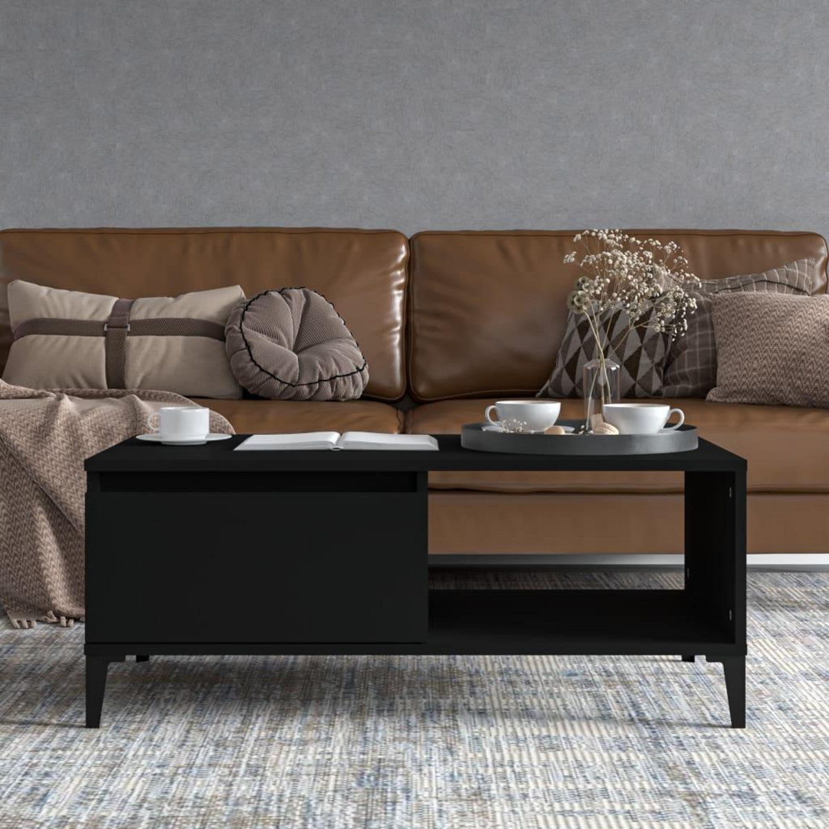 VIDAXL Table basse Noir 90x50x36,5 cm Bois d'ingenierie