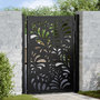 Voir la diapositive 1 : VIDAXL Portail de jardin noir 105x130 cm acier conception de vagues