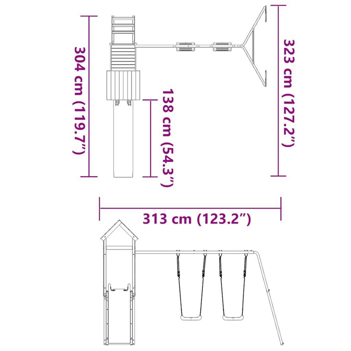 VIDAXL Aire de jeux d'exterieur bois de pin massif