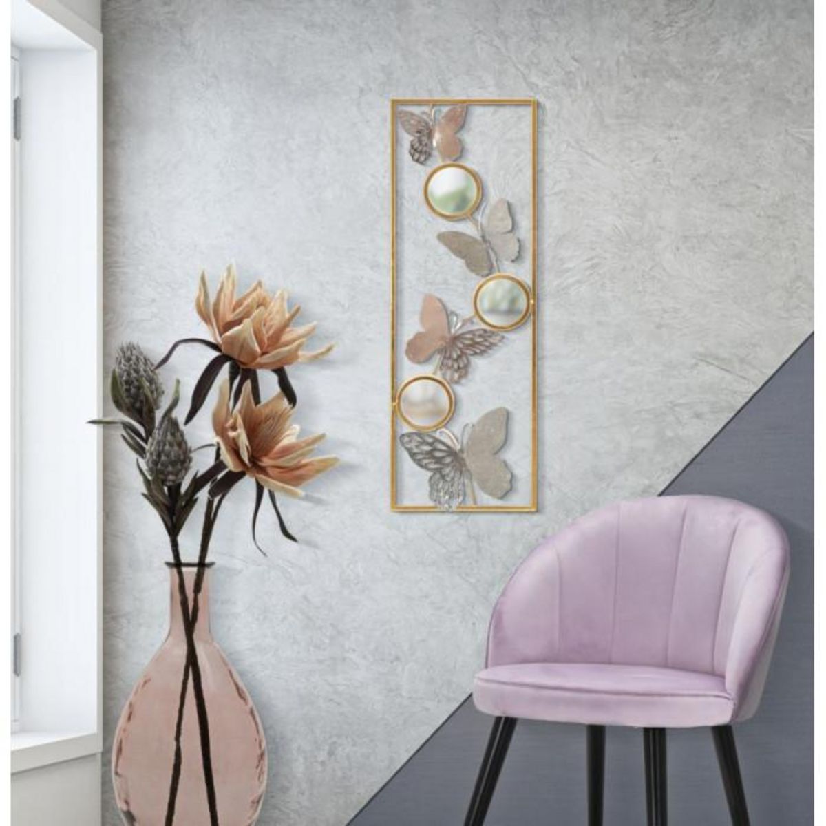 Paris Prix Décoration Murale Encadrée 3 Miroirs  Butty  90cm Multicolore