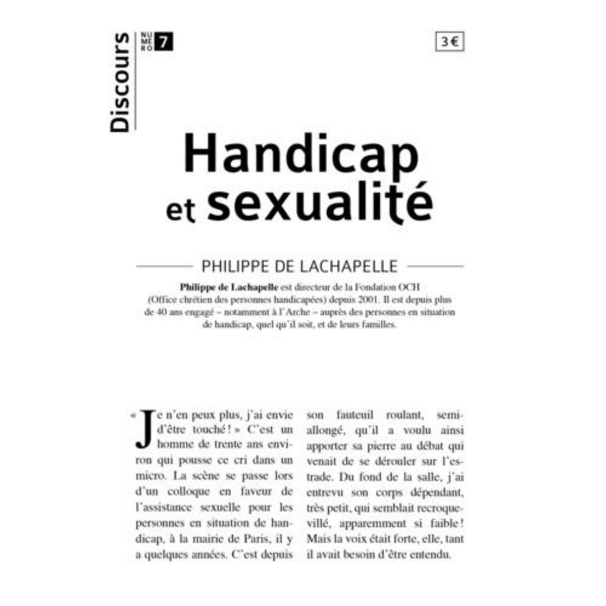 HANDICAP ET SEXUALITE, Lachapelle Philippe de