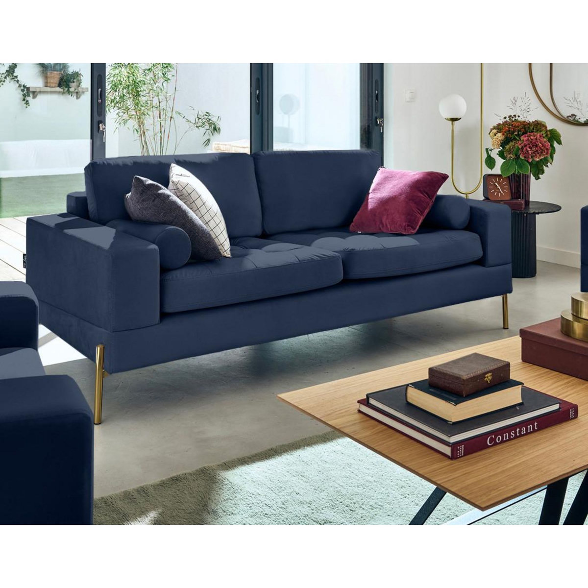 LISA DESIGN Isaure - canapé droit 3 places en velours