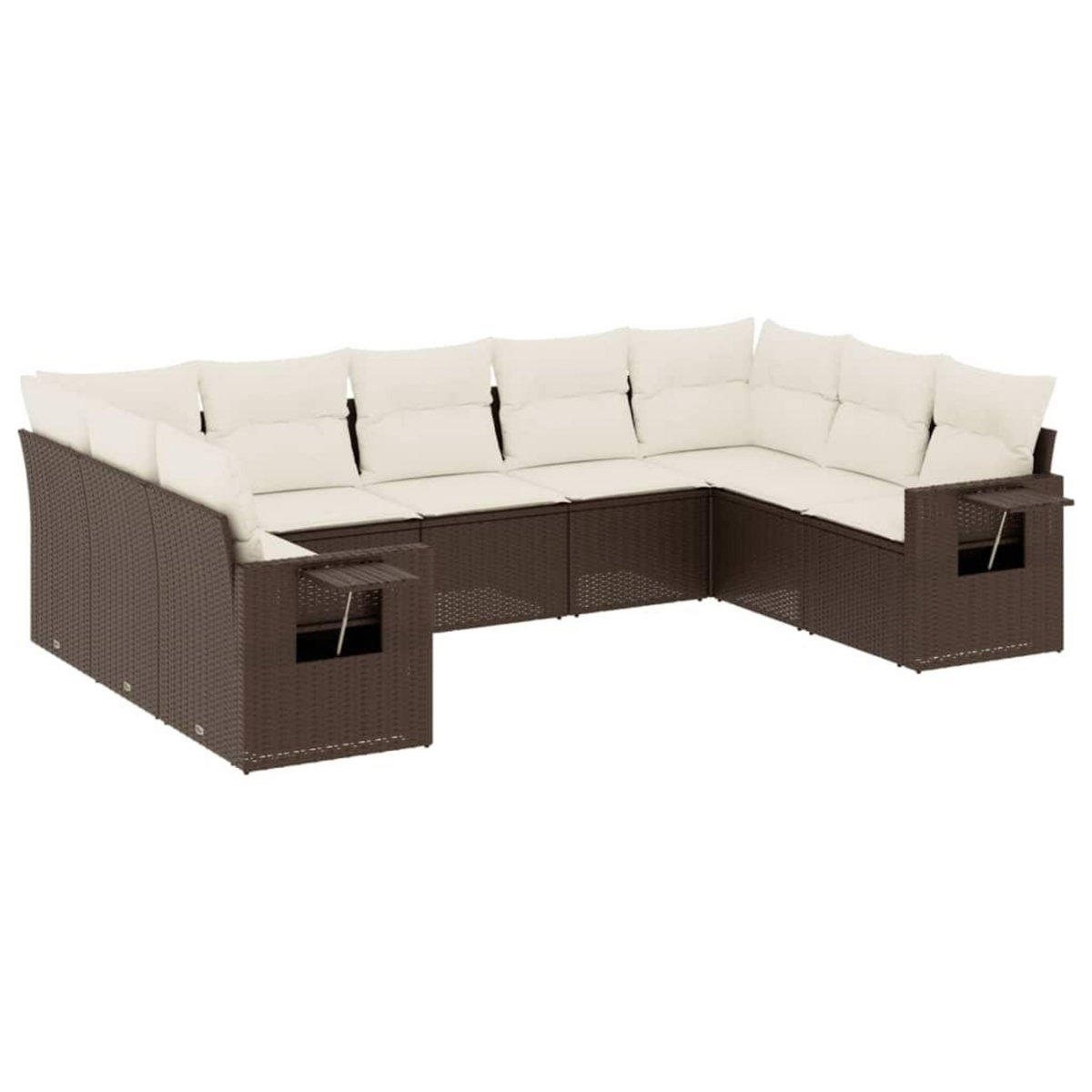 VIDAXL Salon de jardin avec coussins 9 pcs marron resine tressee