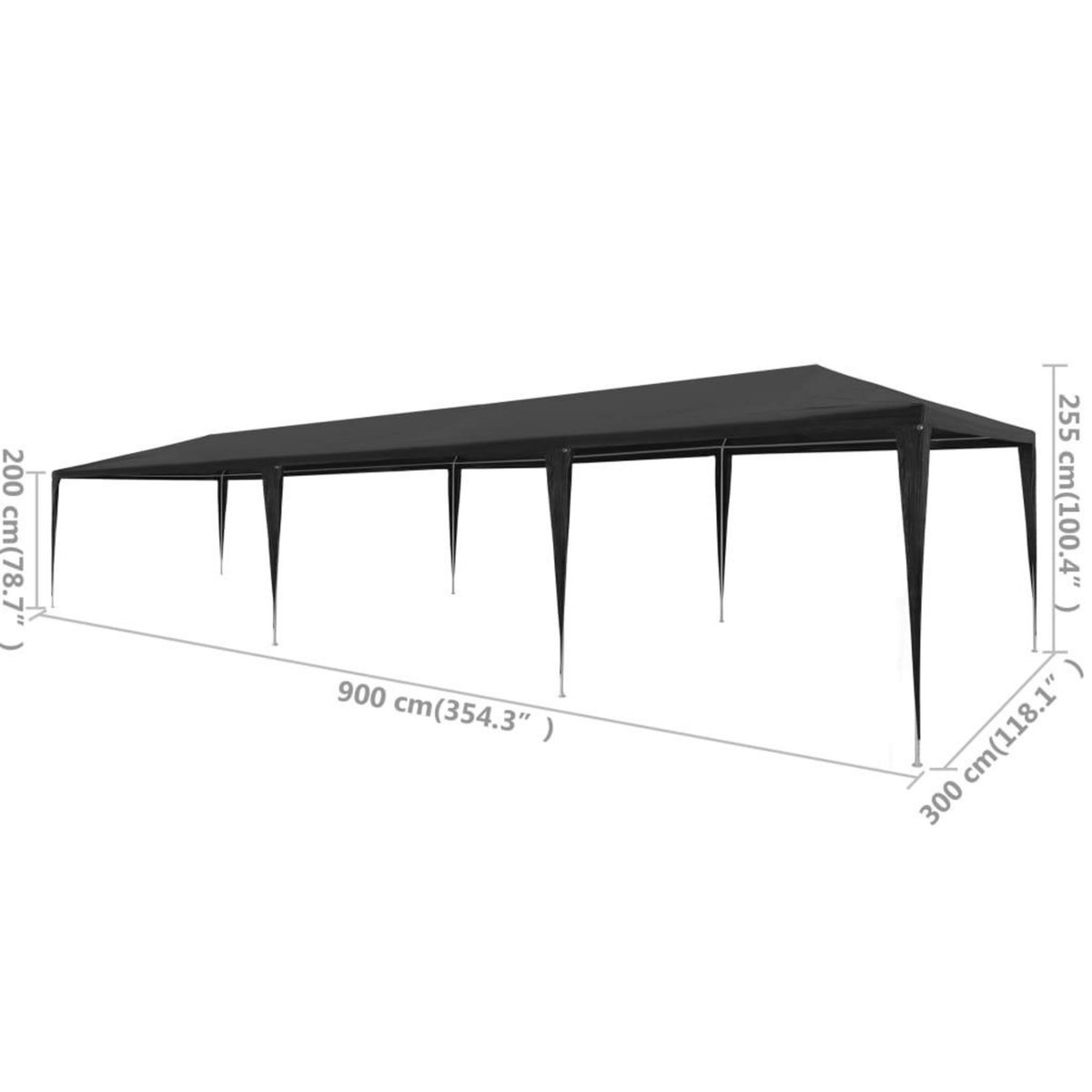 VIDAXL Tente de reception 3x9 m PE Anthracite