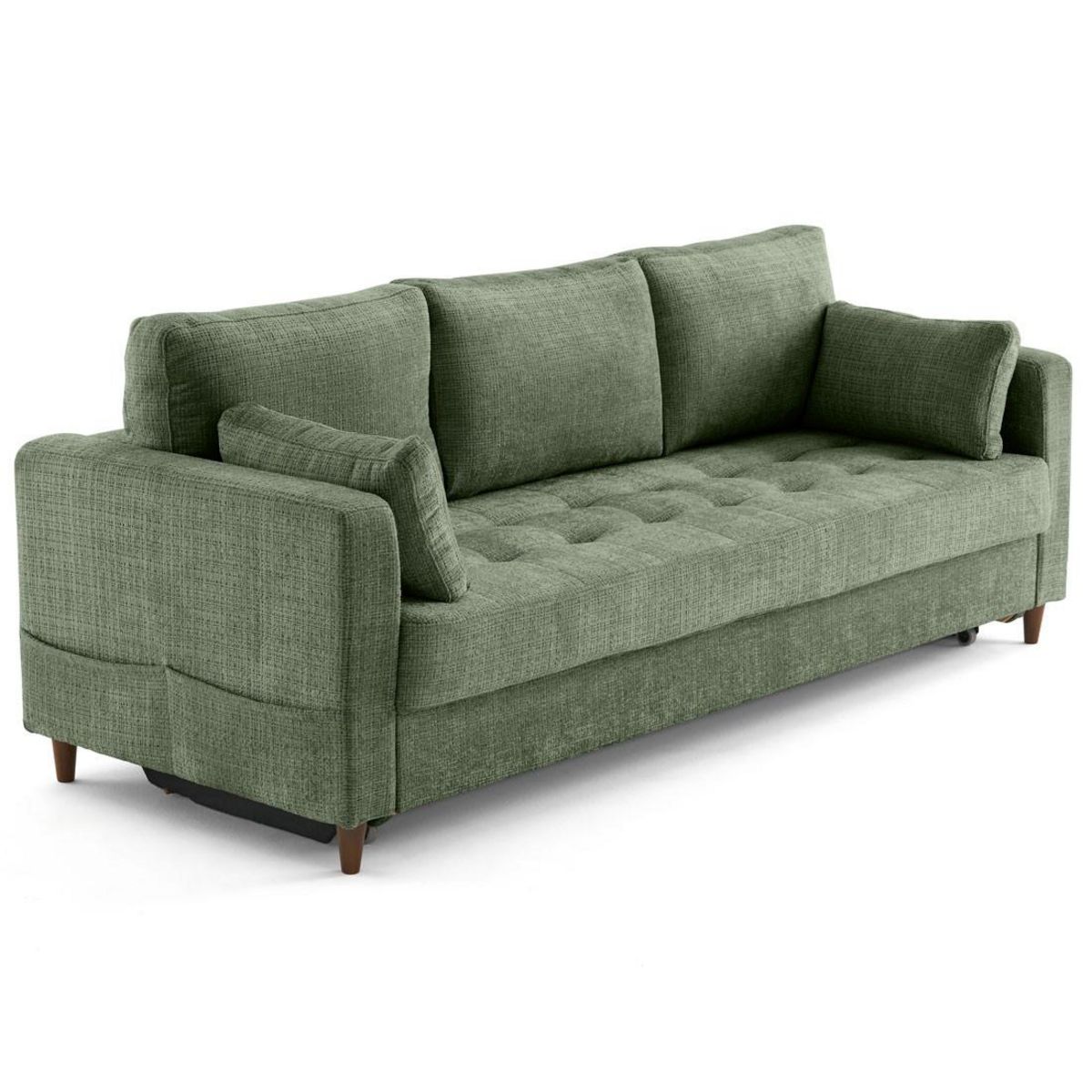 LISA DESIGN Anna - canapé droit 3 places convertible avec poche en velours texturé