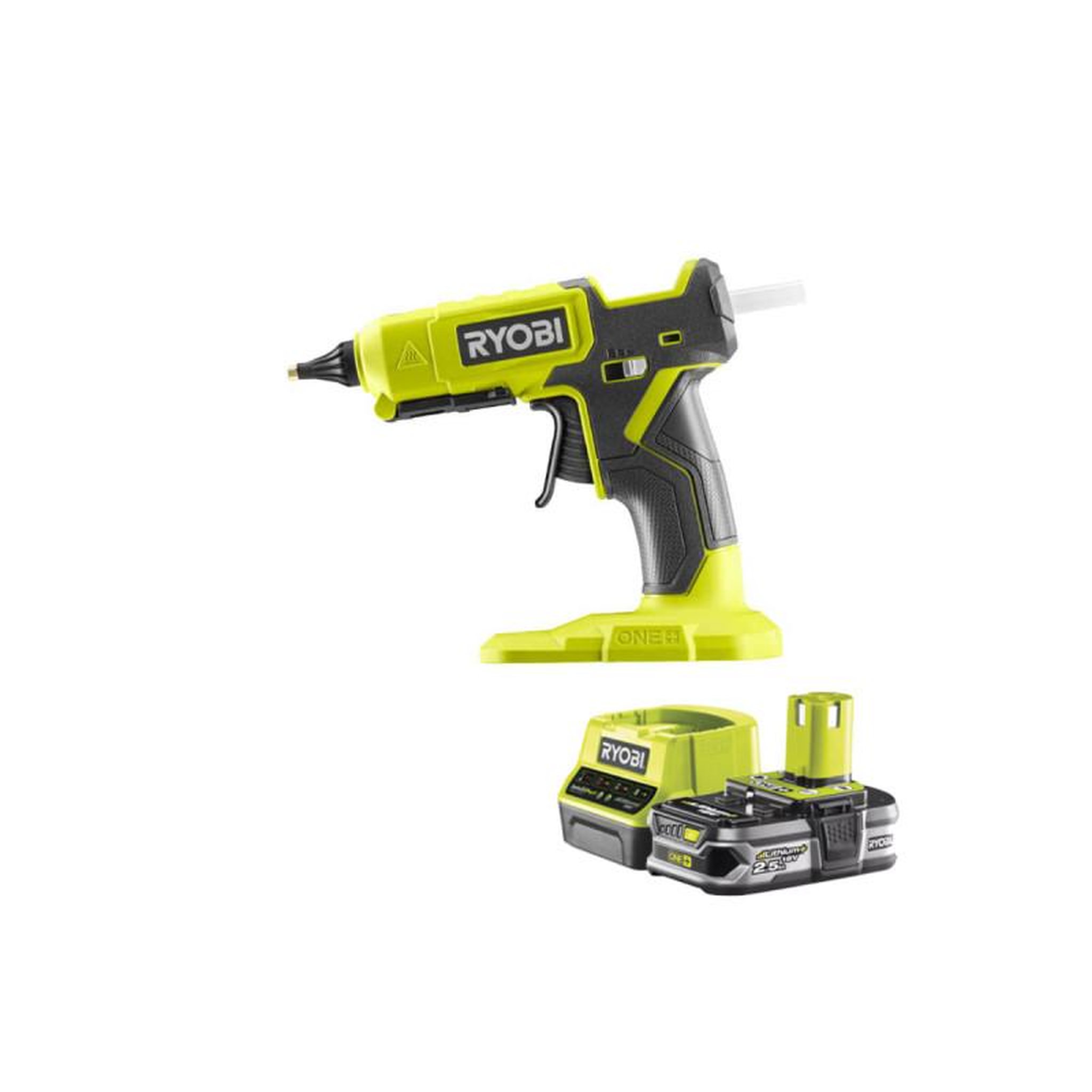 Ryobi Pack ryobi pistolet à colle 2 températures 18v one+ rgl18-0 - 1 batterie 2.5ah - 1 chargeur rapide