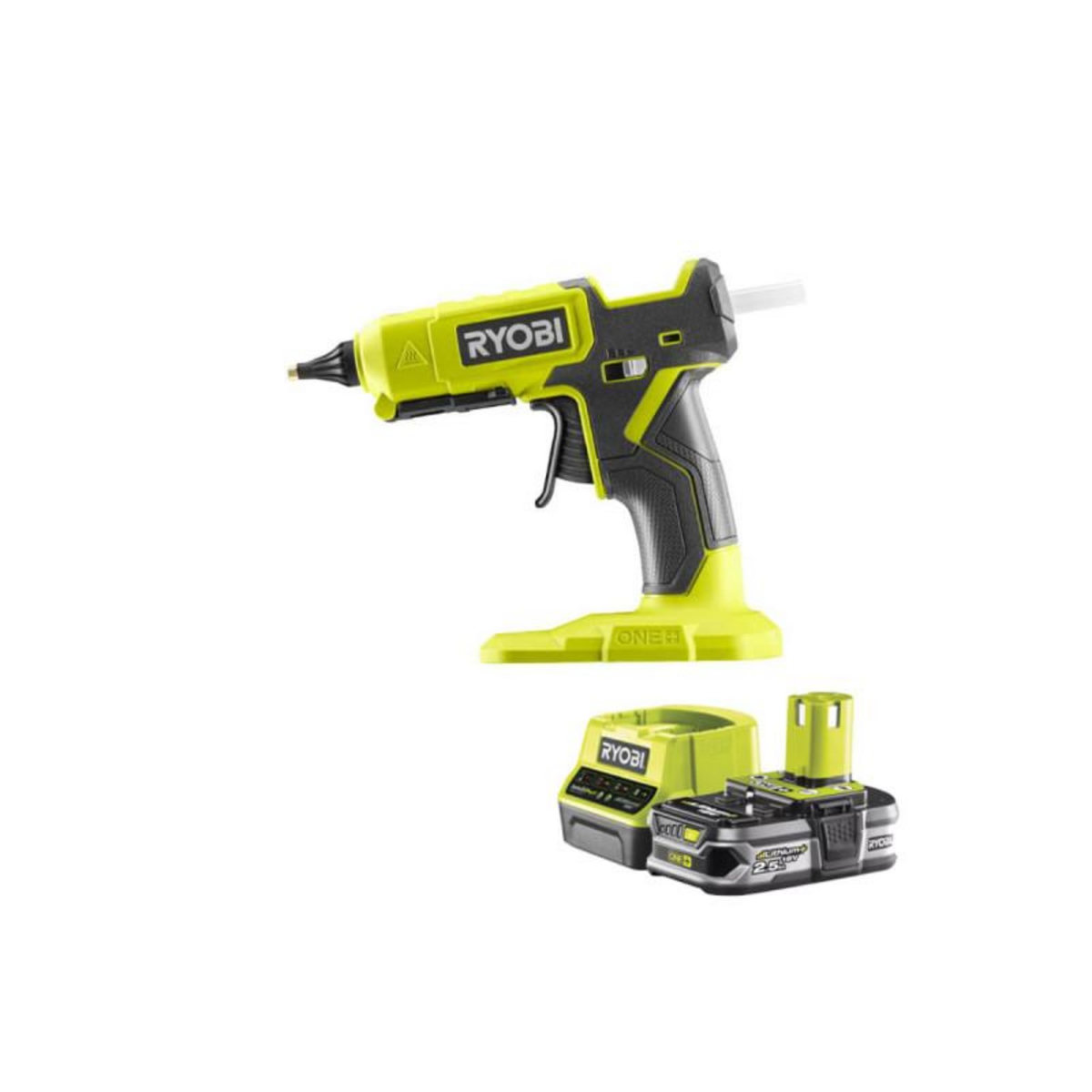 Ryobi Pack RYOBI Pistolet à colle 2 températures 18V One+ RGL18-0 - 1 Batterie 2.5Ah - 1 Chargeur rapide