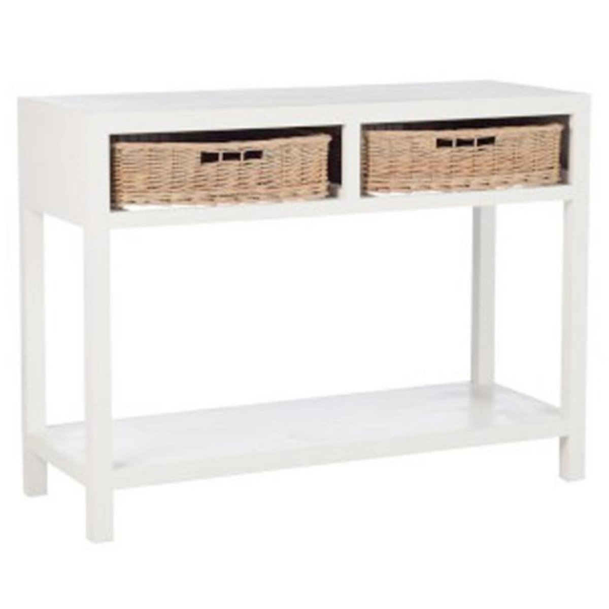 Paris Prix Console en Bois & 2 Paniers  Tonnin  110cm Blanc
