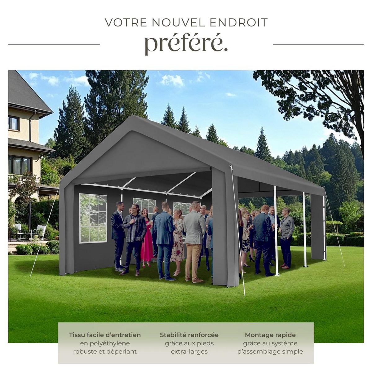 tectake Tonnelle 6 x 4 m gris