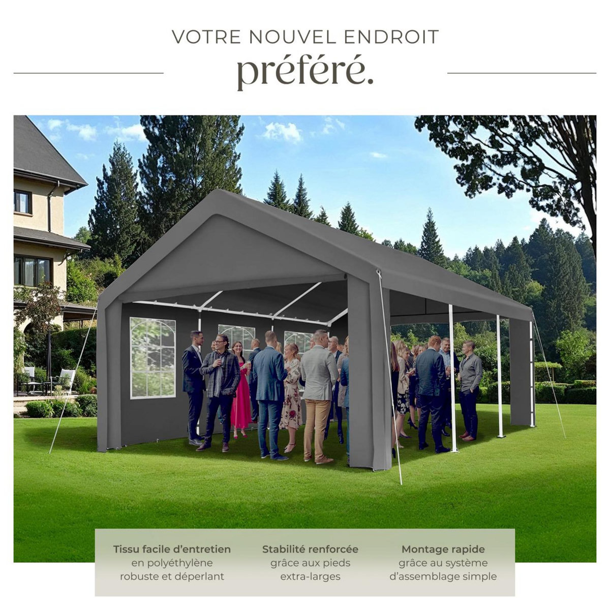 tectake Tonnelle 6 x 4 m gris