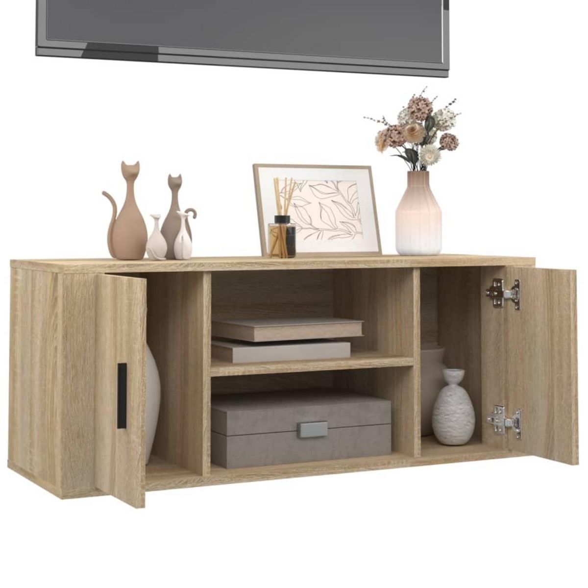 VIDAXL Meuble TV Chene sonoma 100x35x40 cm Bois d'ingenierie