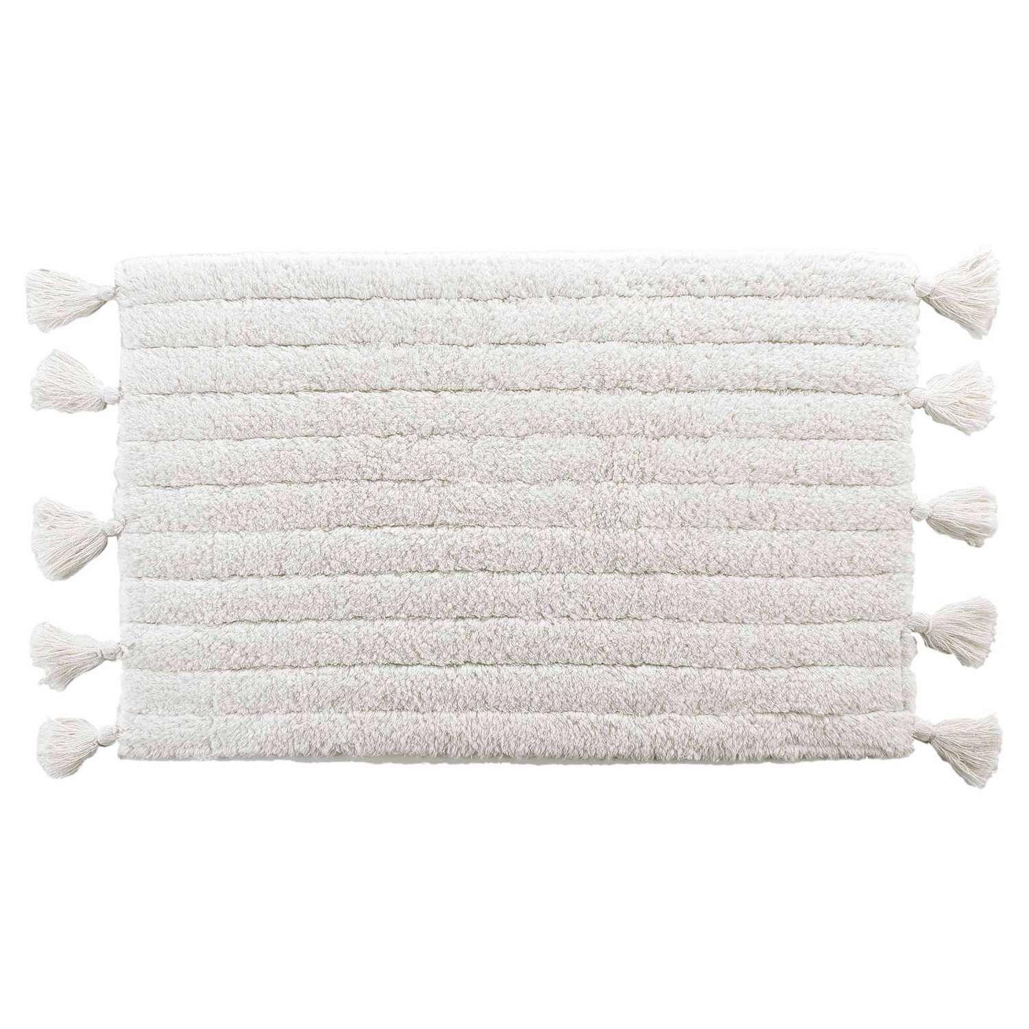 Douceur d'Intérieur Tapis de bain manteca en coton tufté - 50 x 80 cm - blanc