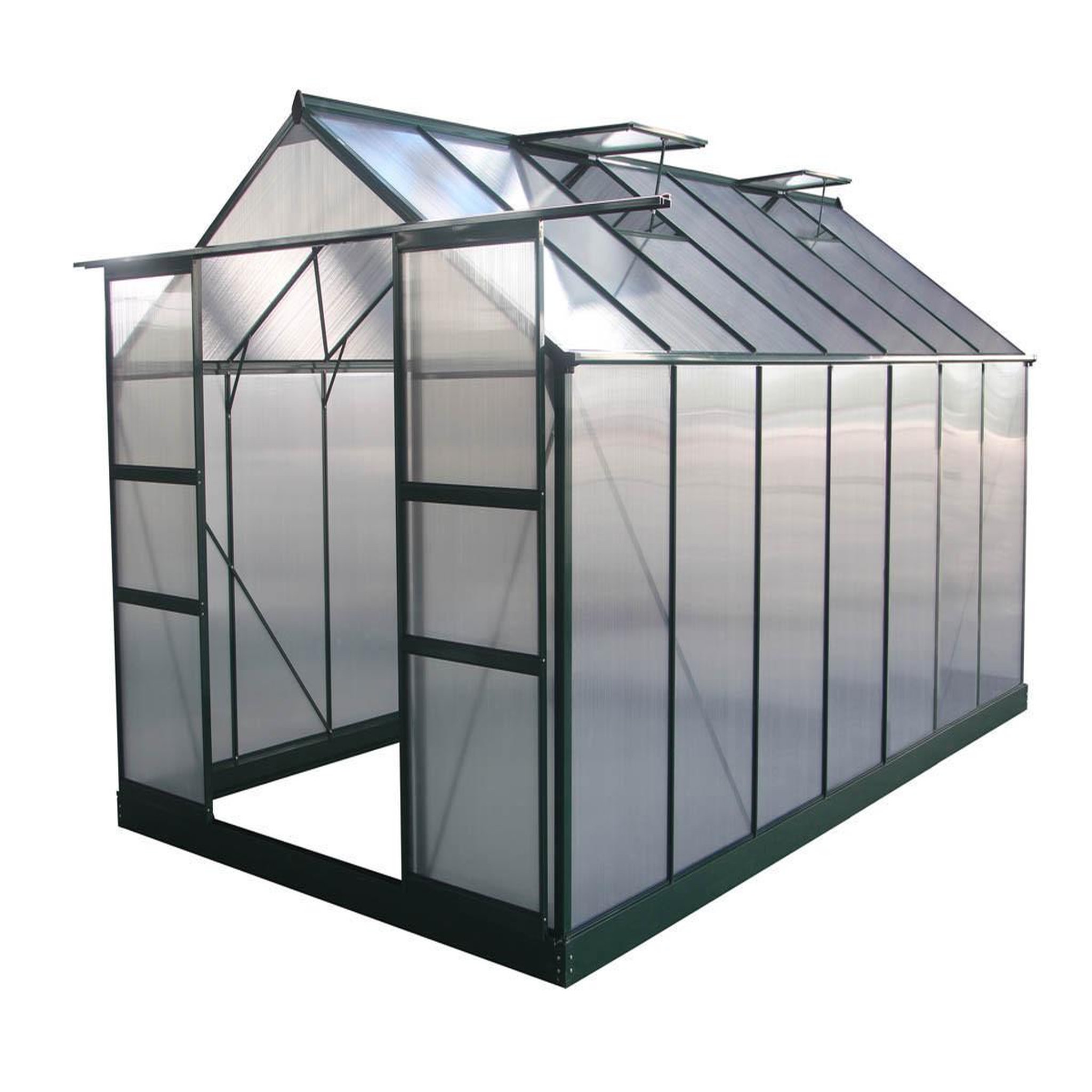 Habitat et Jardin Serre jardin polycarbonate  dahlia  vert sapin 13,29 m²