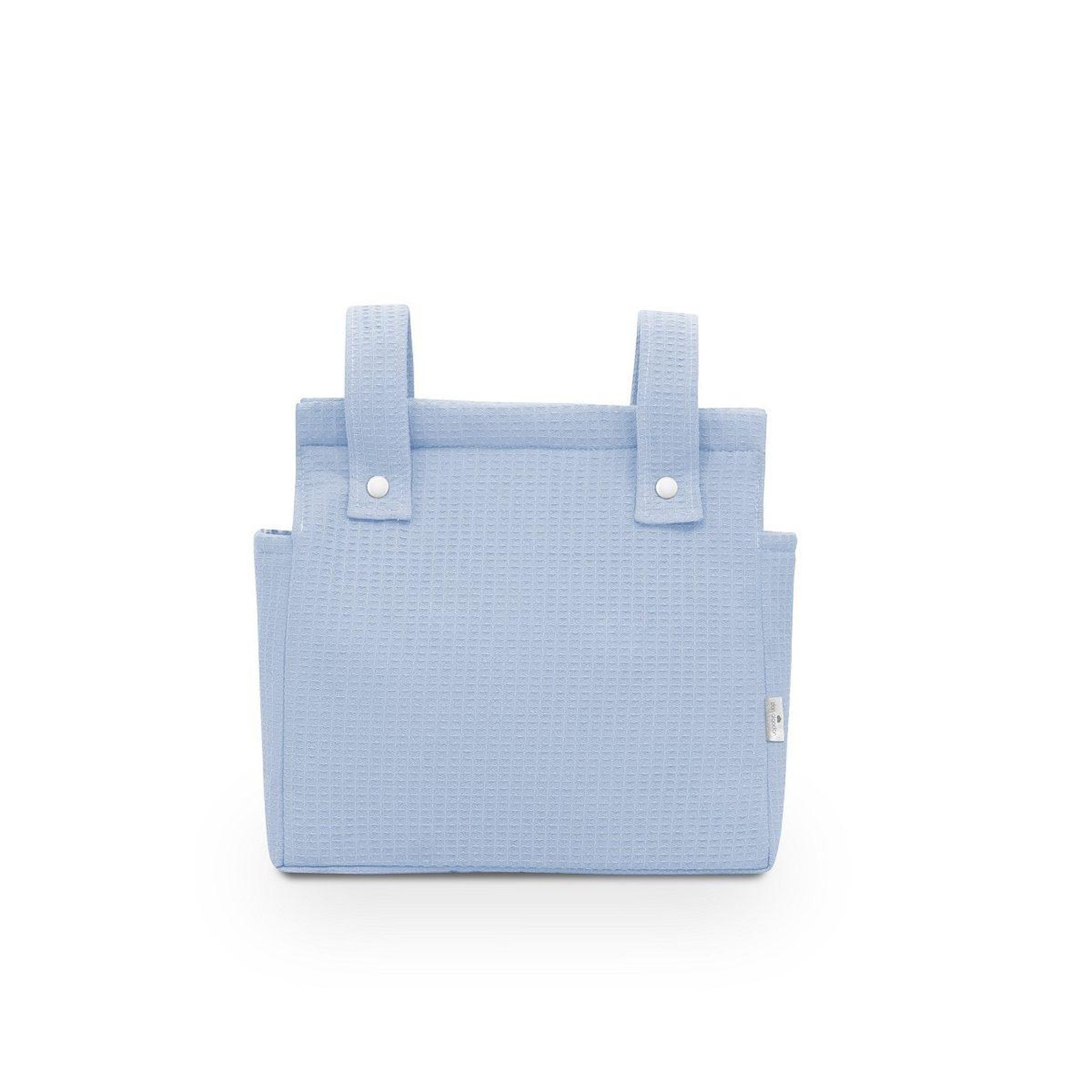 Voir la diapositive 2 : INTERBABY Sac de poussette  - coton nid d'abeille - bleu - se suspend au guidon
