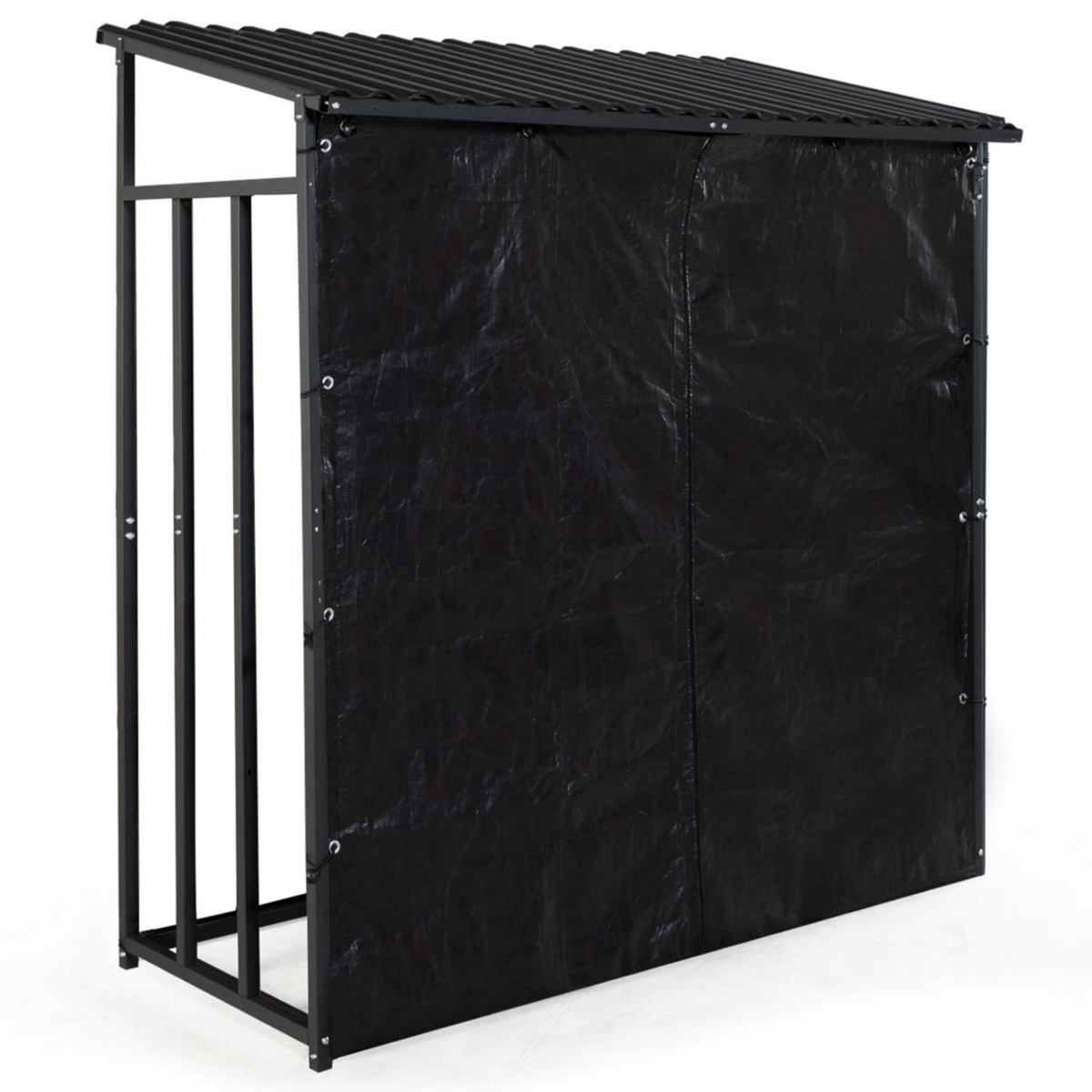 ID MARKET Abri de stockage en acier galvanisé pour bûches L.190 cm avec housse de protection 150 gr