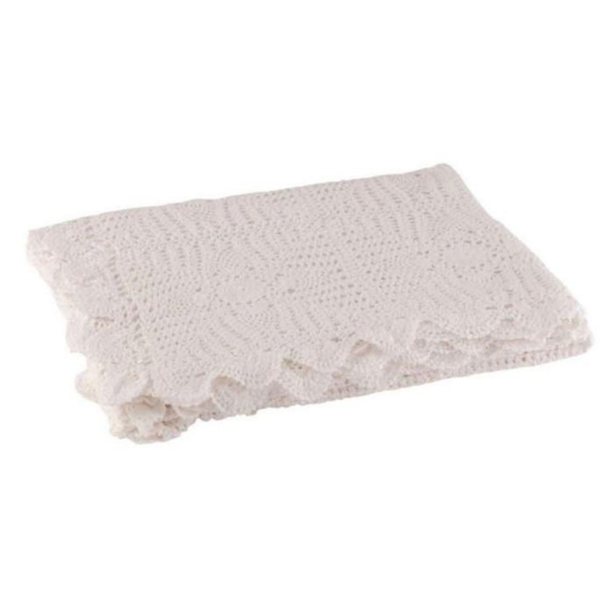 Paris Prix Nappe Déco en Coton  Dentelle  130x180cm Blanc