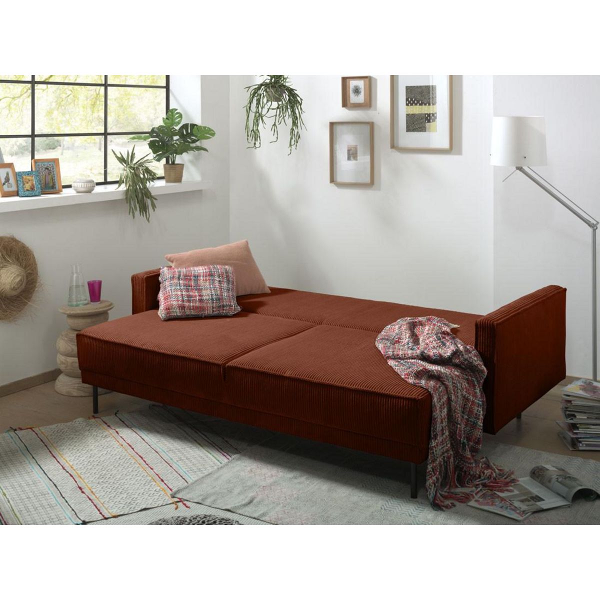 LISA DESIGN Charlie - canapé 3 places convertible avec coffre - en velours côtelé