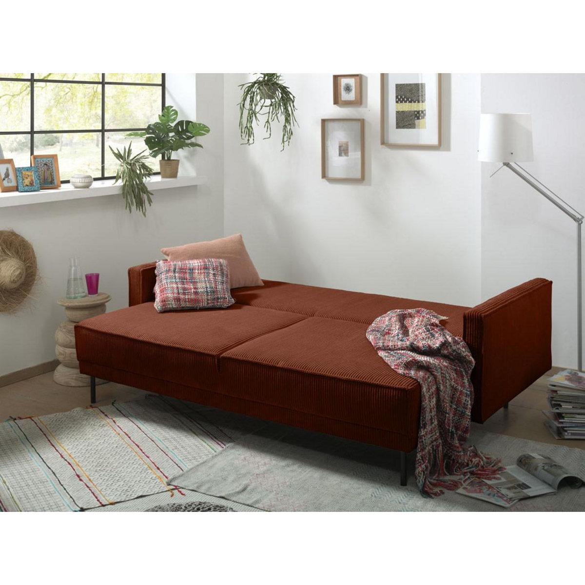 LISA DESIGN Charlie - canapé 3 places convertible avec coffre - en velours côtelé