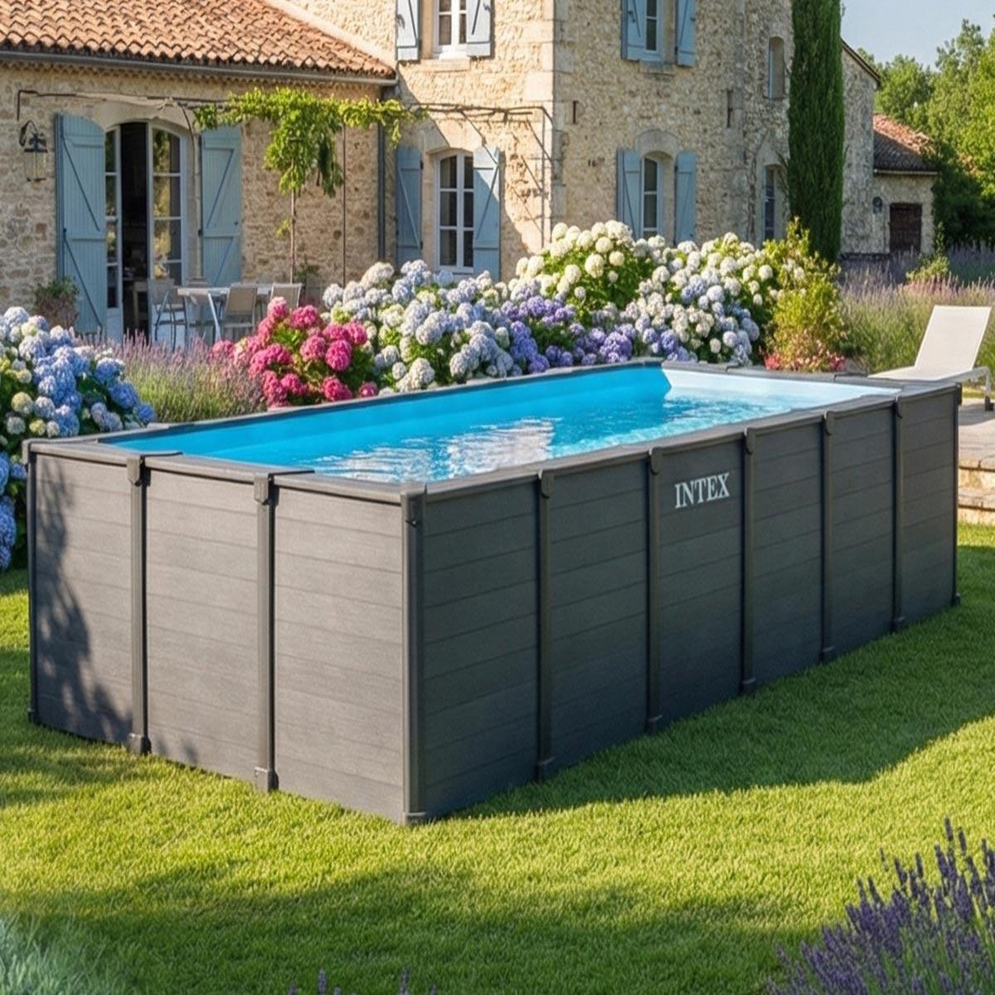 Voir la diapositive 2 : INTEX Piscine tubulaire graphite rectangulaire 6,00 x 3,00 x 1,24 m - intex