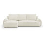 Voir la diapositive 3 : MARKET24 Canapé d'angle gauche convertible 4/5 places MILO - Tissu bouclette beige clair - Coffre de rangement - L 264 x H 84 x P 99/145