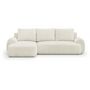 Voir la diapositive 3 : MARKET24 Canapé d'angle gauche convertible 4/5 places MILO - Tissu bouclette beige clair - Coffre de rangement - L 264 x H 84 x P 99/145