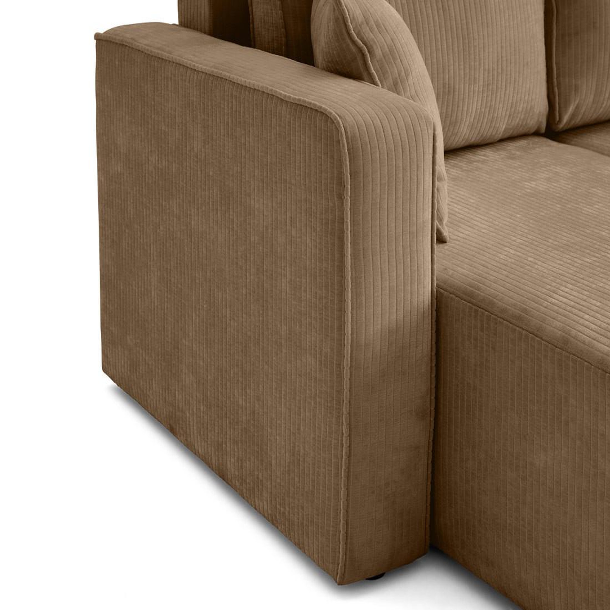 Voir la diapositive 6 : BEST MOBILIER Topaze - canapé panoramique en u - 7 places - convertible avec coffre - en velours côtelé plat