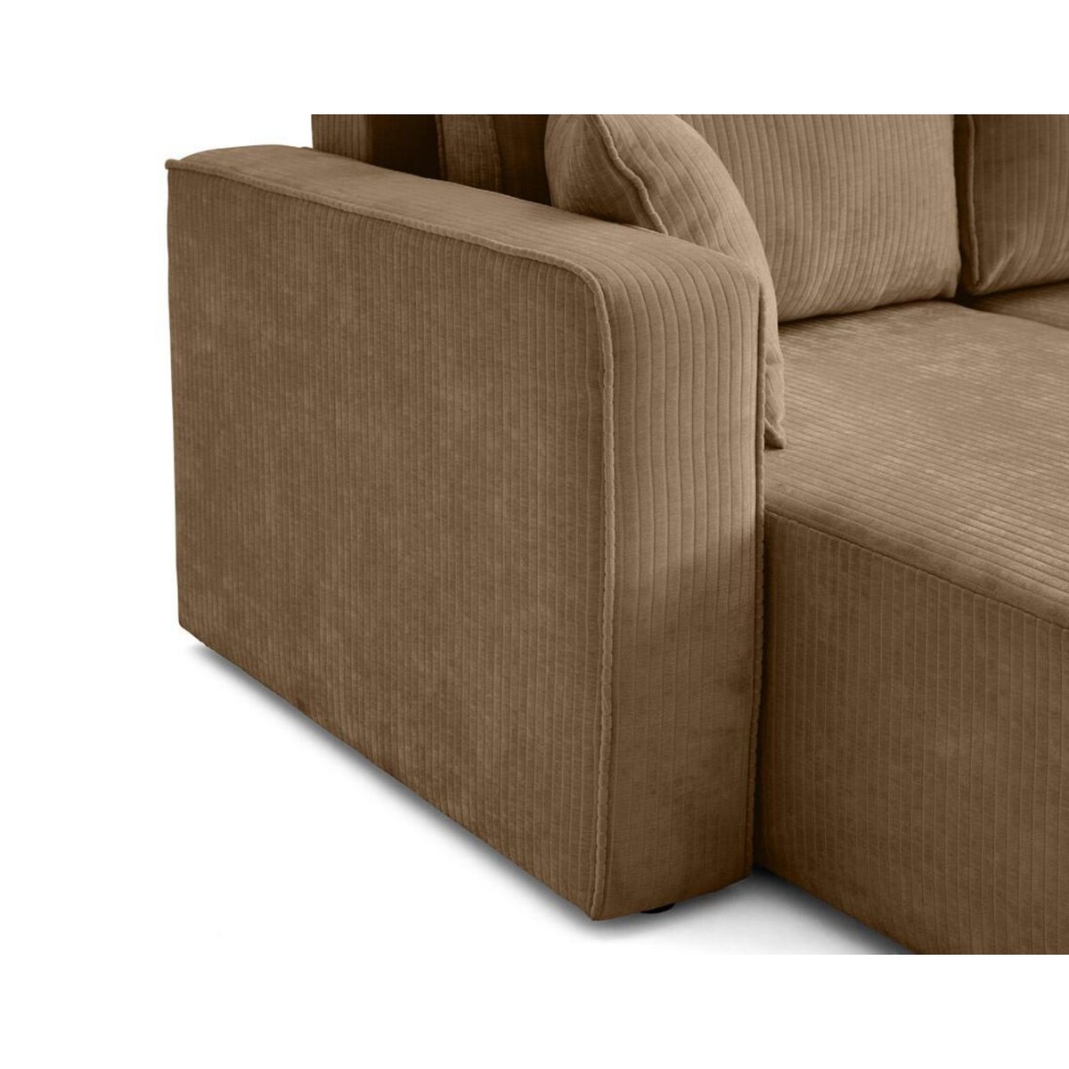 BEST MOBILIER Topaze - canapé panoramique en u - 7 places - convertible avec coffre - en velours côtelé plat