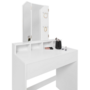 Voir la diapositive 4 : ID MARKET Coiffeuse ZELIA 3 miroirs avec 4 niches, 1 tiroir et tabouret