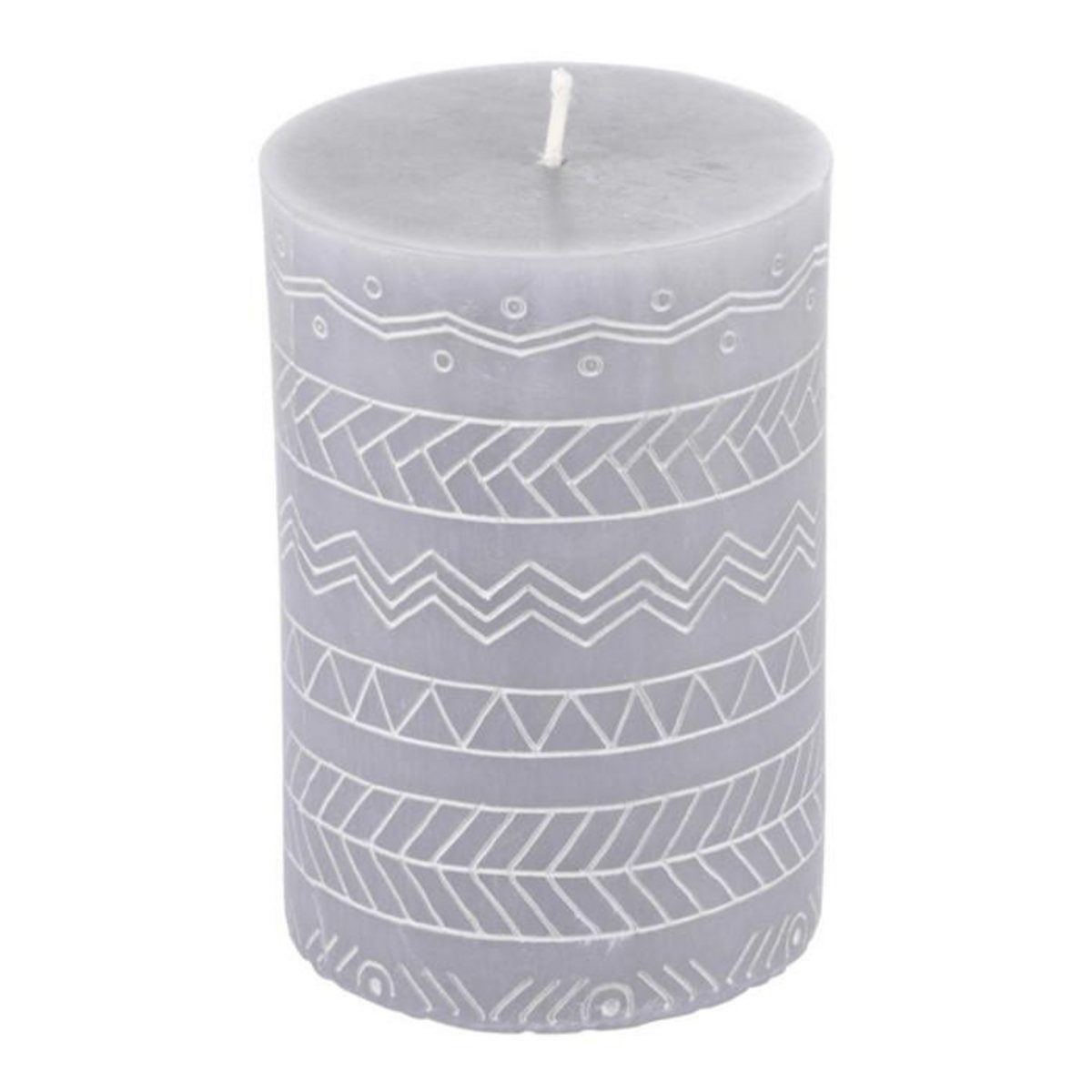 Paris Prix Bougie Pilier Embossée  Graphic Ethnic  10cm Gris Clair