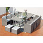 Voir la diapositive 2 : CONCEPT USINE Table et chaises 12 places encastrables résine gris-blanc MIAMI