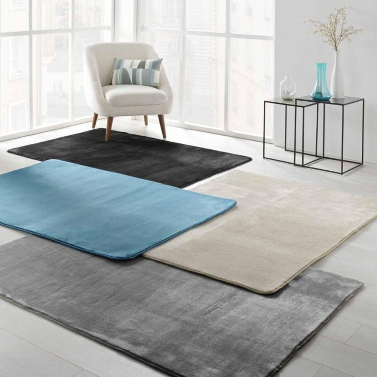 Paris Prix Tapis Uni en Flanelle  Flanou  120x170cm Taupe
