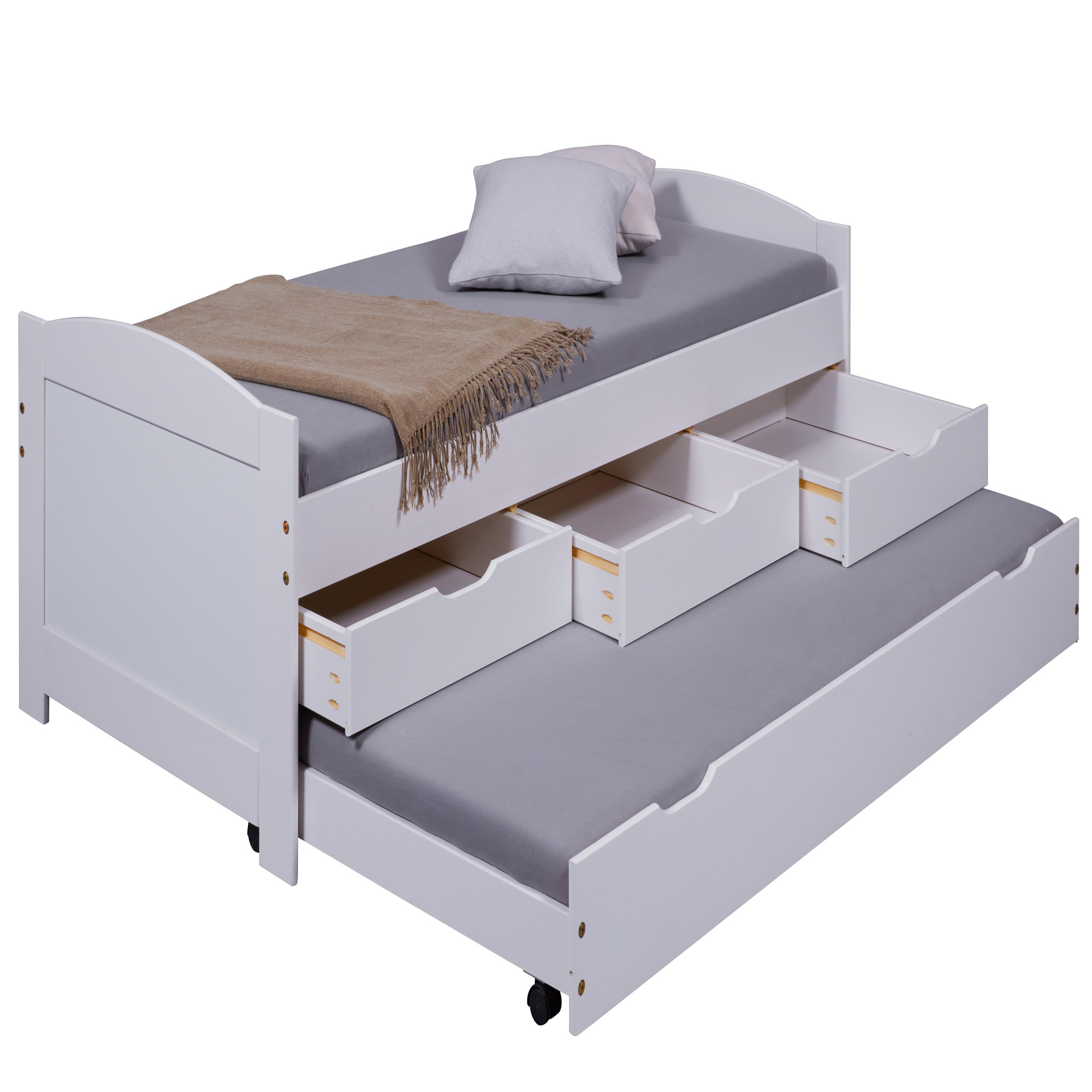 Voir la diapositive 9 : Lit gigogne 2 couchages 90x190 cm + 3 tiroirs ULLI