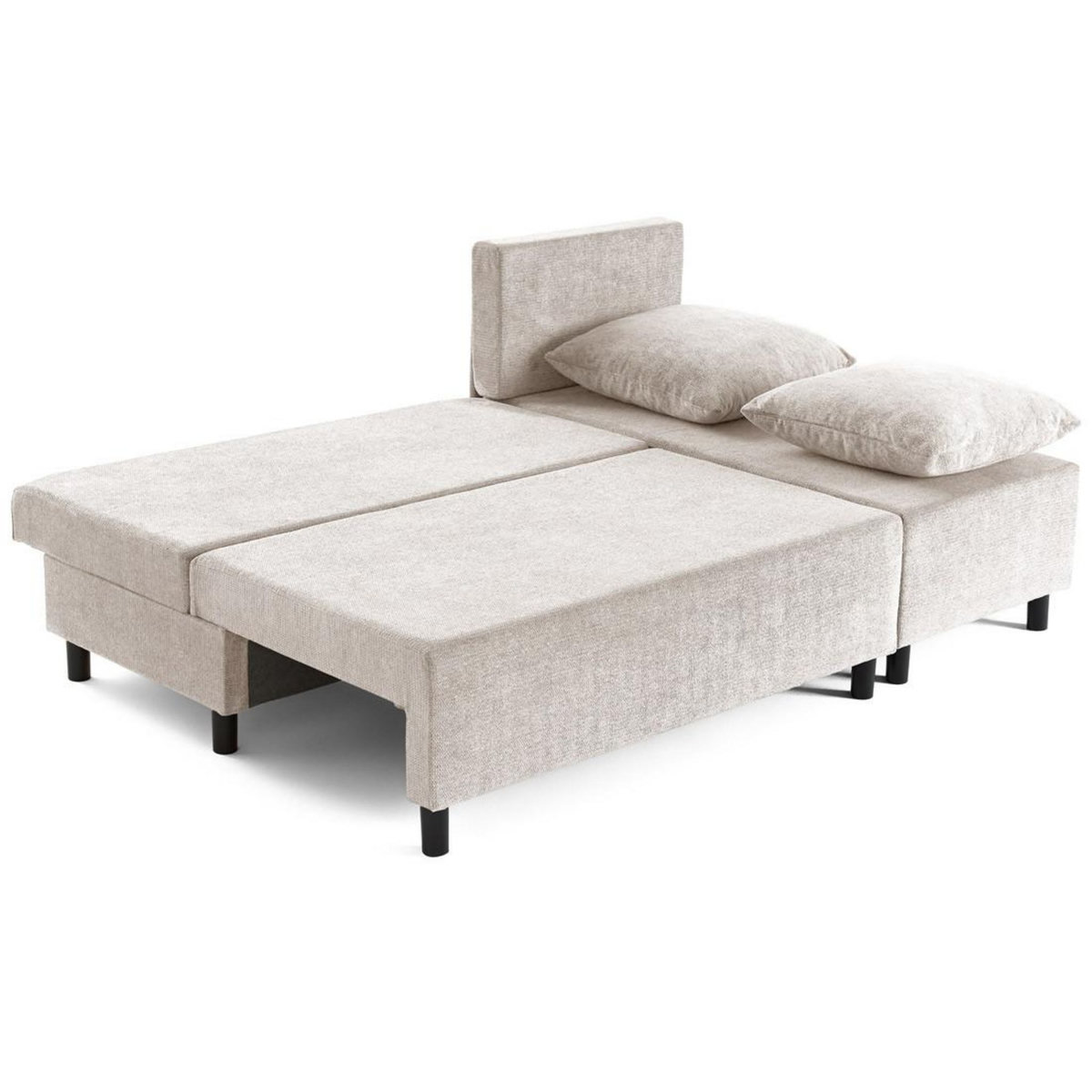 BEST MOBILIER Gloria - canapé d'angle réversible 4 places convertible avec coffre en tissu texturé
