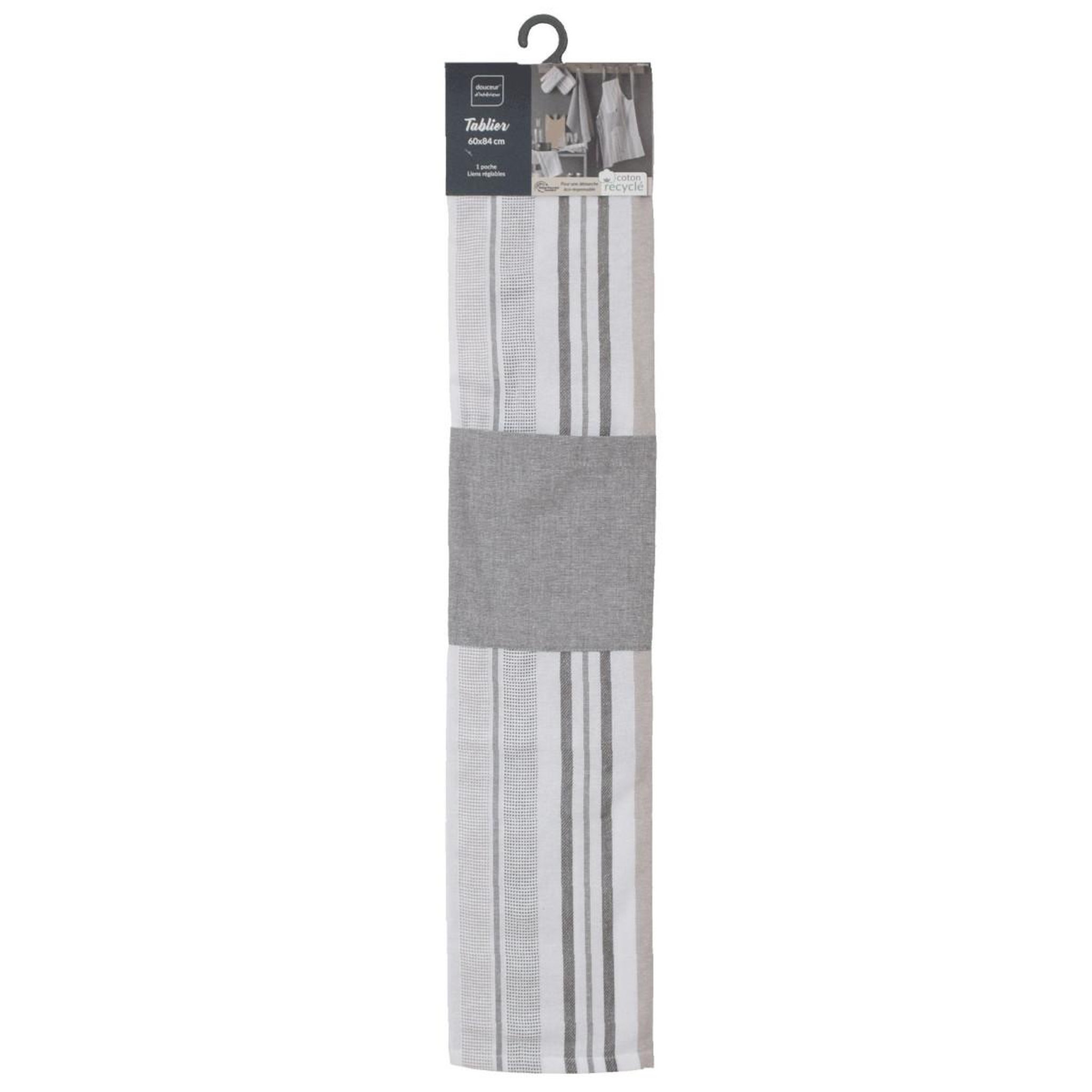 Voir la diapositive 4 : Douceur d'Intérieur Tablier de cuisine imprimé  melina  84cm gris