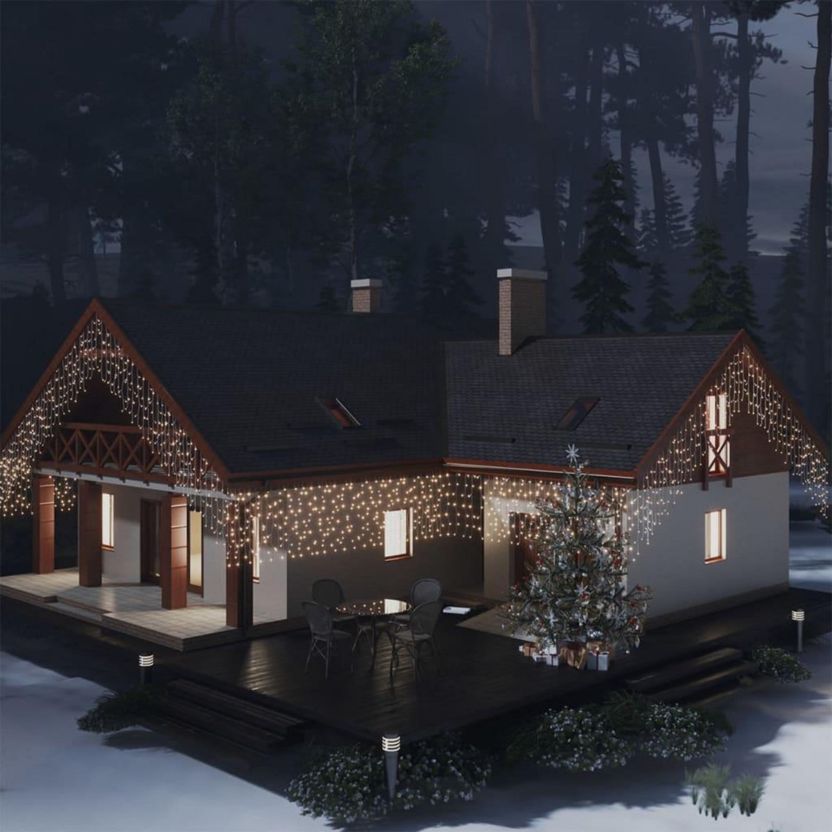 VIDAXL Rideau lumineux a glaçons LED 10m 400LED Blanc chaud 8fonctions