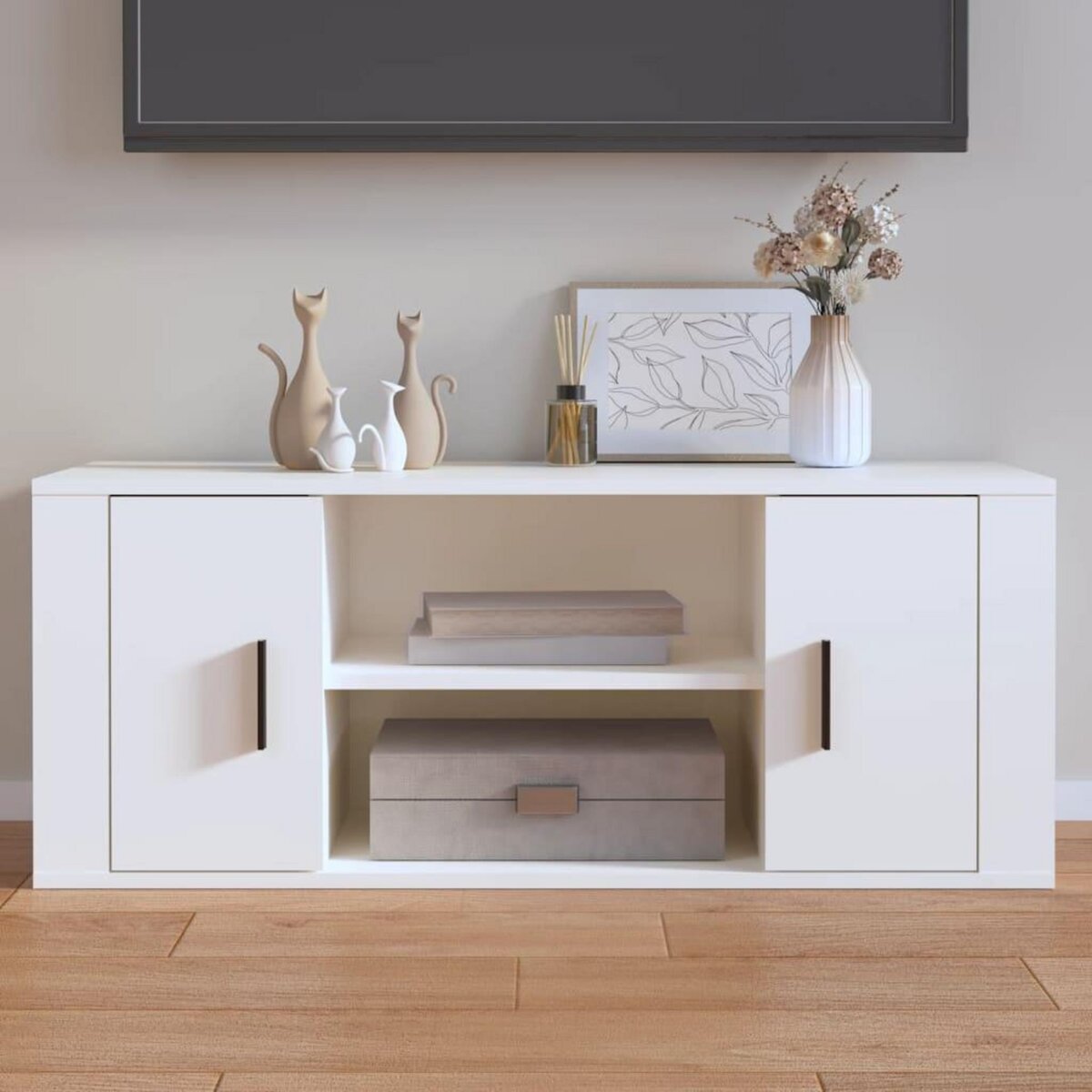 VIDAXL Meuble TV Blanc 100x35x40 cm Bois d'ingenierie