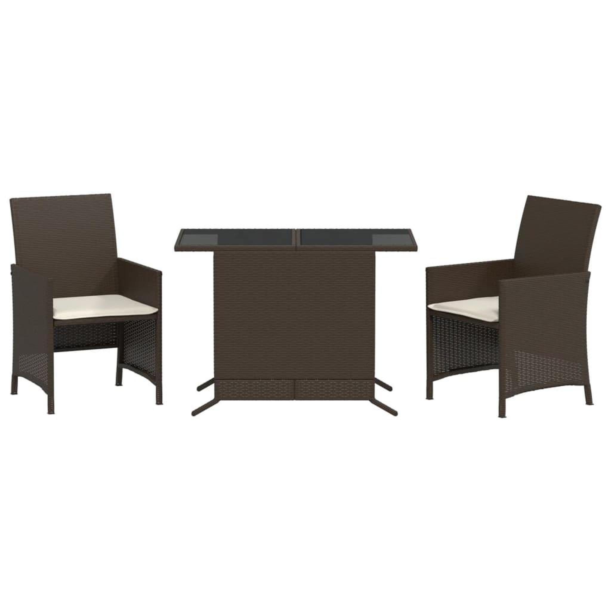 Voir la diapositive 2 : VIDAXL Ensemble de bistro 3 pcs avec coussins marron resine tressee
